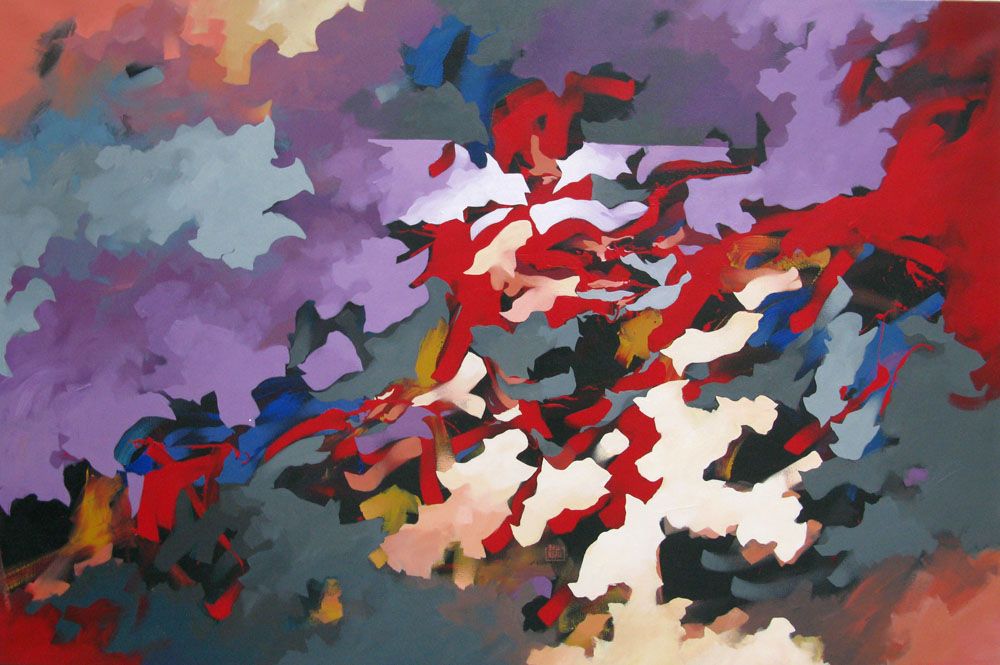 Peinture abstraite grand format OT AKOSH – BRUNEAU – 89 × 130 cm