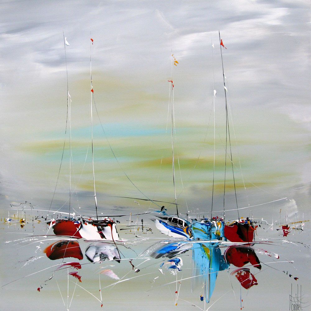 Peinture abstraite grand format MARINE ABSTRAITE 2022-15 – F. BOUTET – 100 × 100 cm