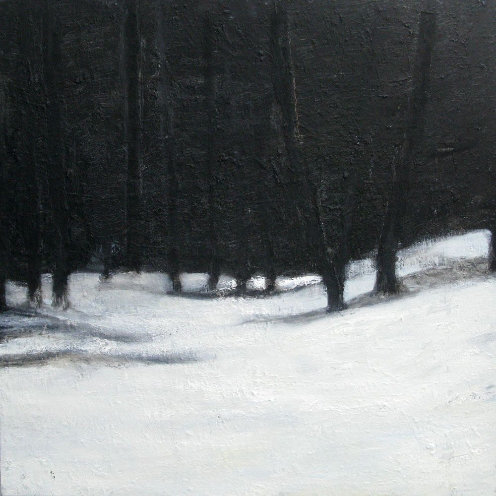 Peinture abstraite grande taille blanc et noir NEIGE – PASCALE JACQUEMOND – 100 × 100 cm