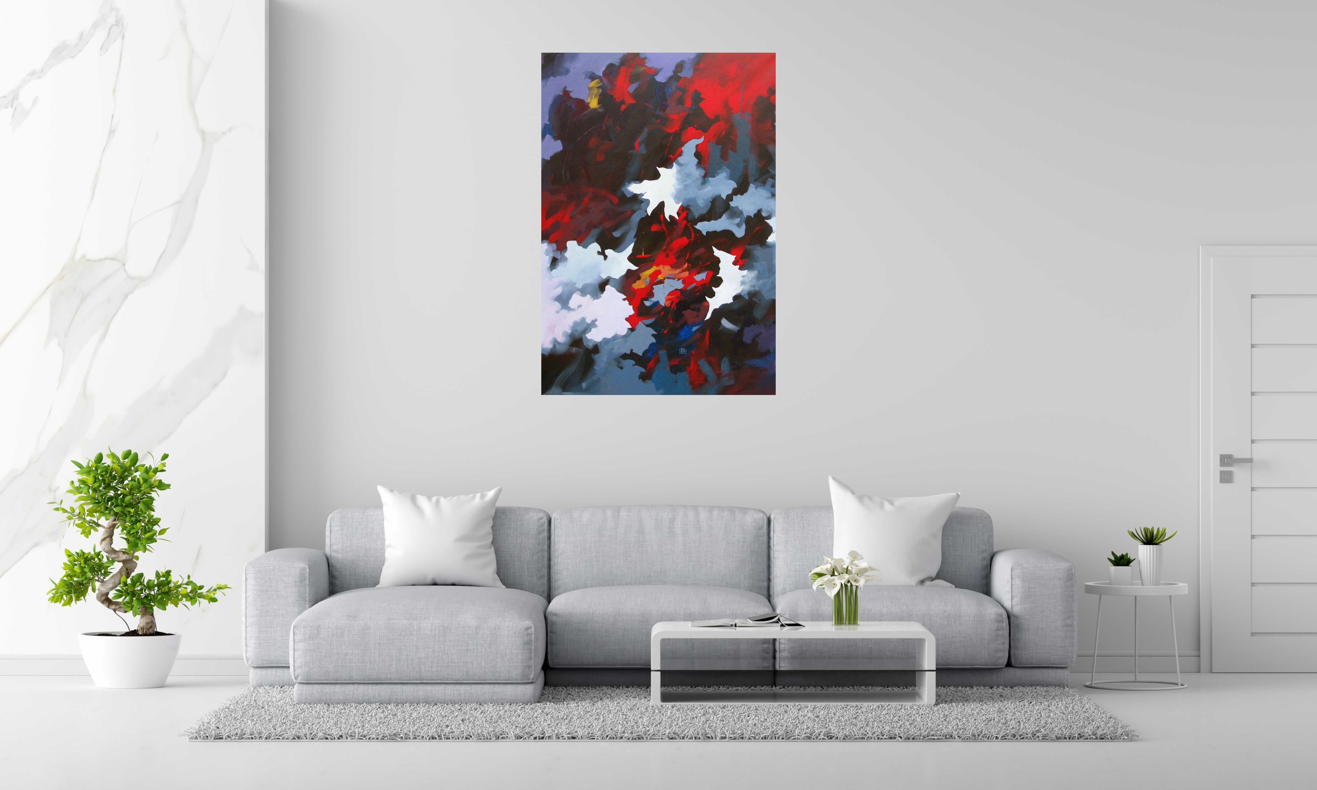 Peinture LA BESTE de BRUNEAU dans un intérieur – 130 × 89 cm