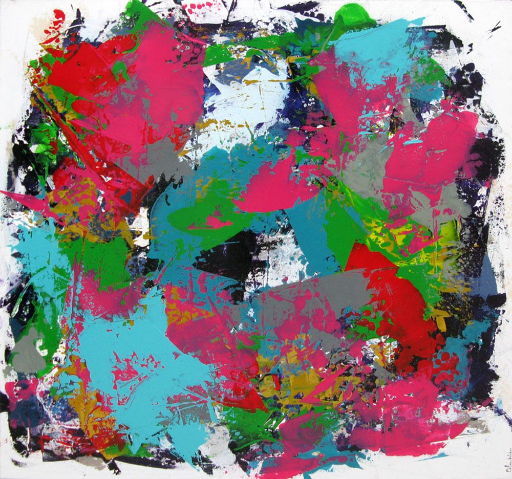 Peinture abstraite grande taille VELVET – CELINE WEBER – 100 × 100 cm