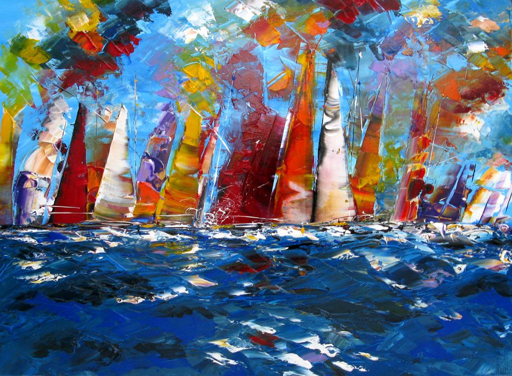 Peinture abstraite grande taille MARINE ABSTRAITE 2024-55 – F. BOUTET – 130 × 97 cm