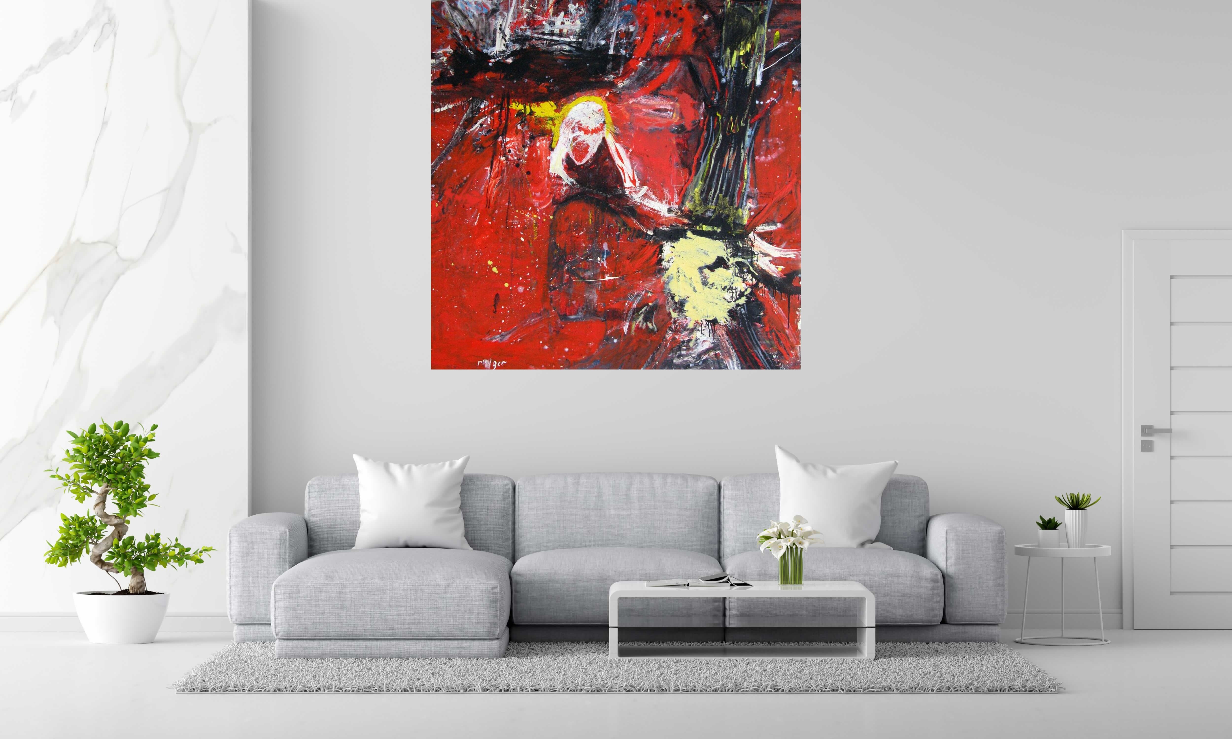 Peinture SANS TITRE de RINGER HERVE dans un intérieur – 150 × 150 cm