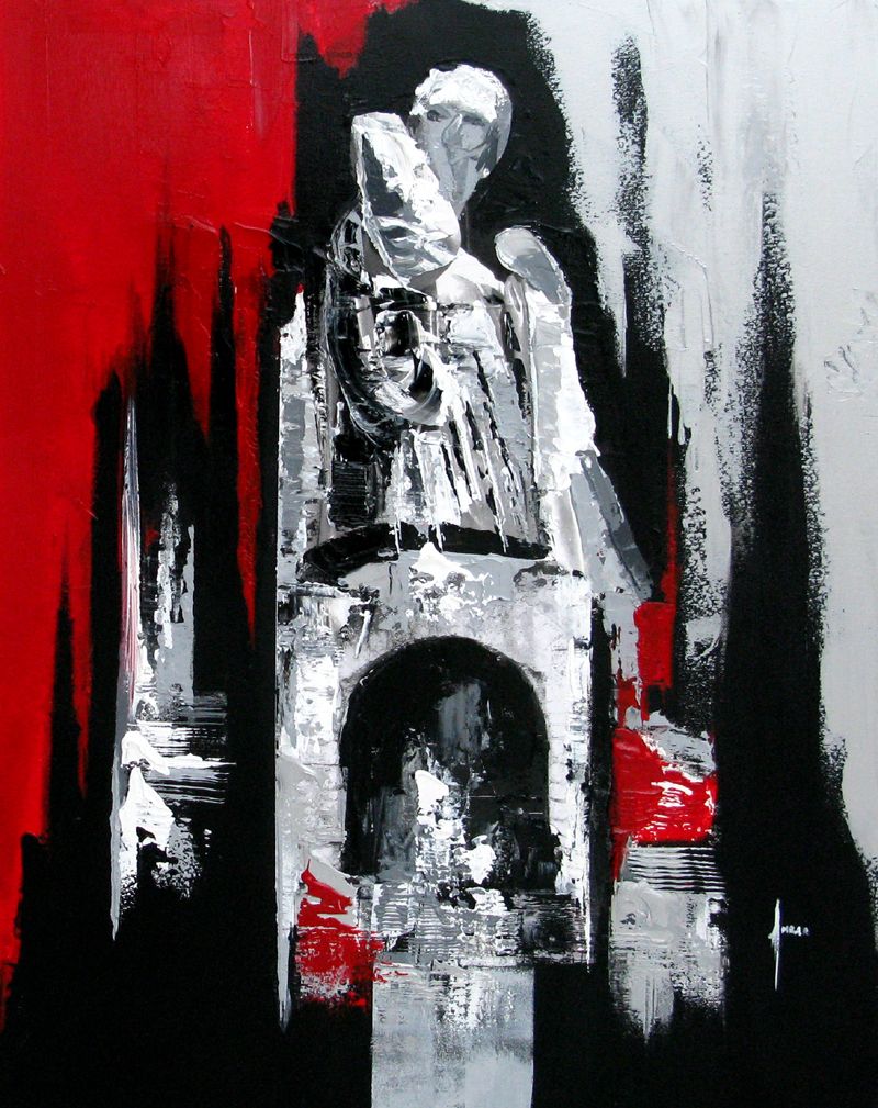 Peinture abstraite moyen format rouge Persistance – FARID AMRAR – 60 × 80 cm