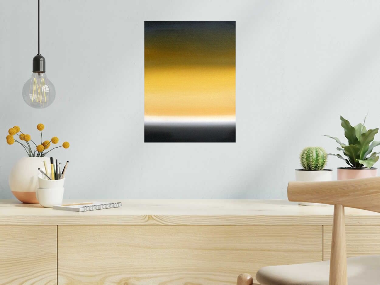 Peinture MICHIGAN LAKE V8 de ELISE BARAT dans un intérieur – 40 × 30 cm
