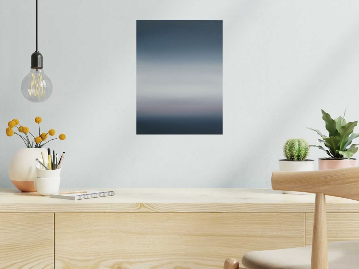 Peinture MICHIGAN LAKE VII de ELISE BARAT dans un intérieur – 40 × 30 cm