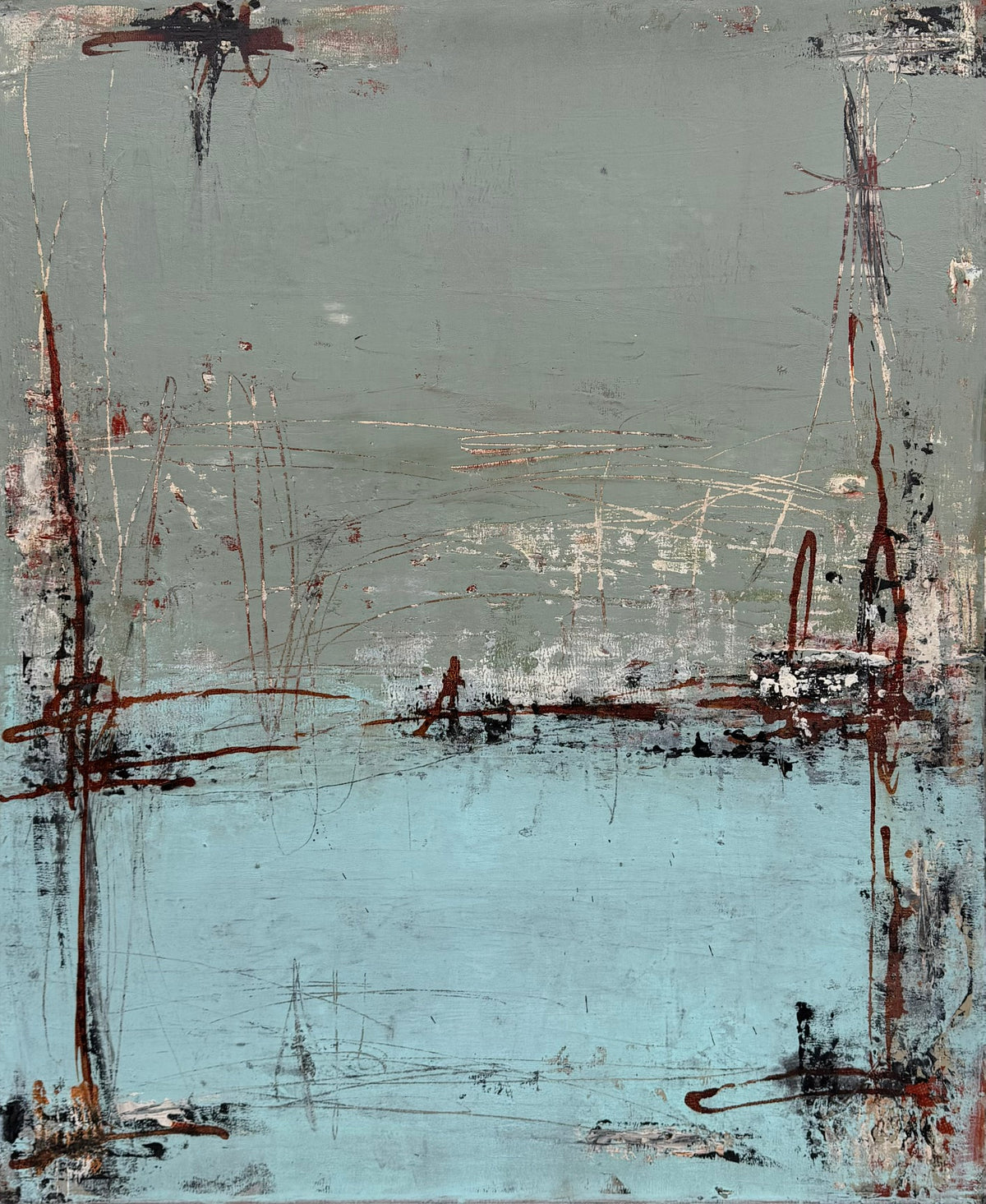 Peinture abstraite acrylique de Tania Carrara, Nuances Nobiles, 50 x 61 cm