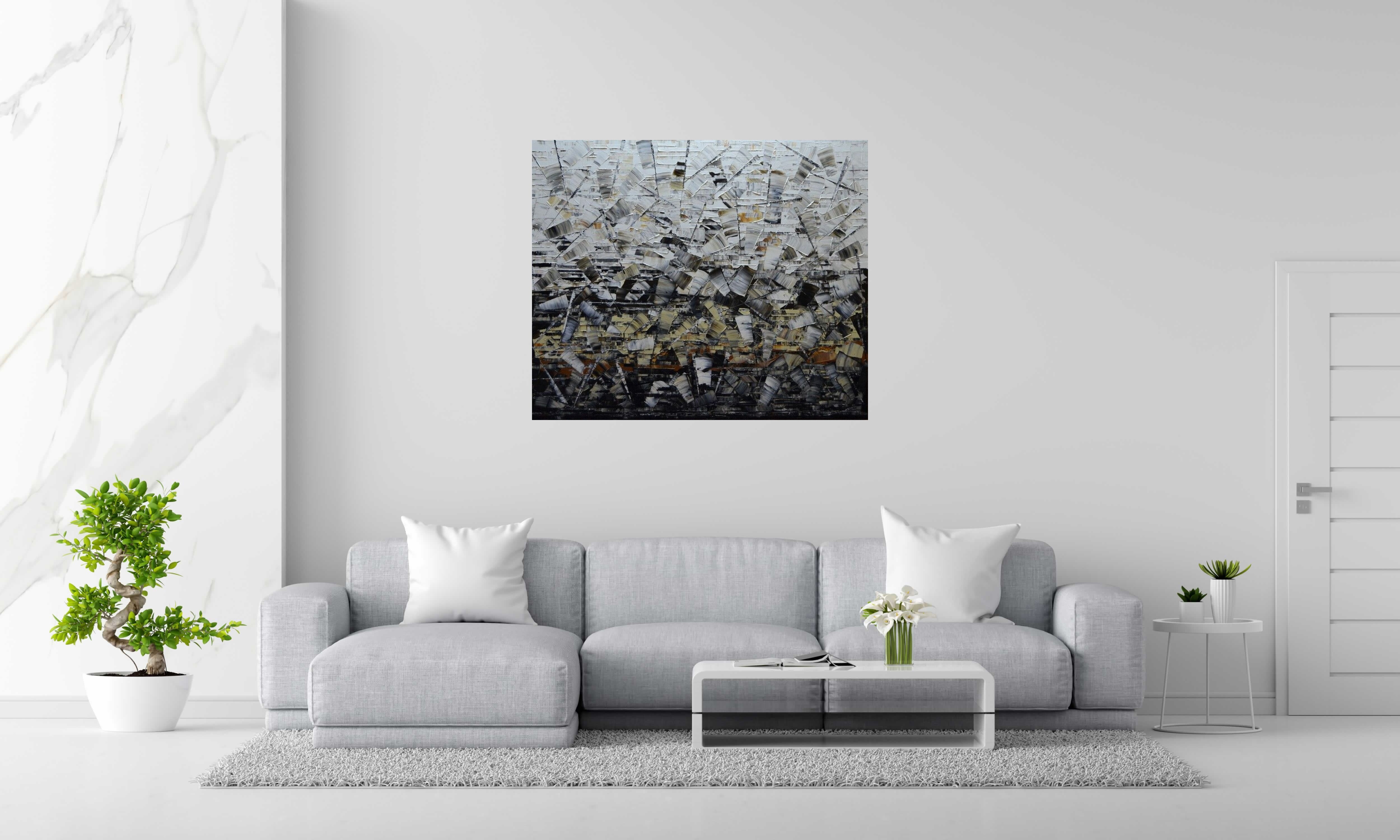 Peinture Peinture abstraite 11-2024-46 de ALAIN BECANNE dans un intérieur – 120 × 100 cm