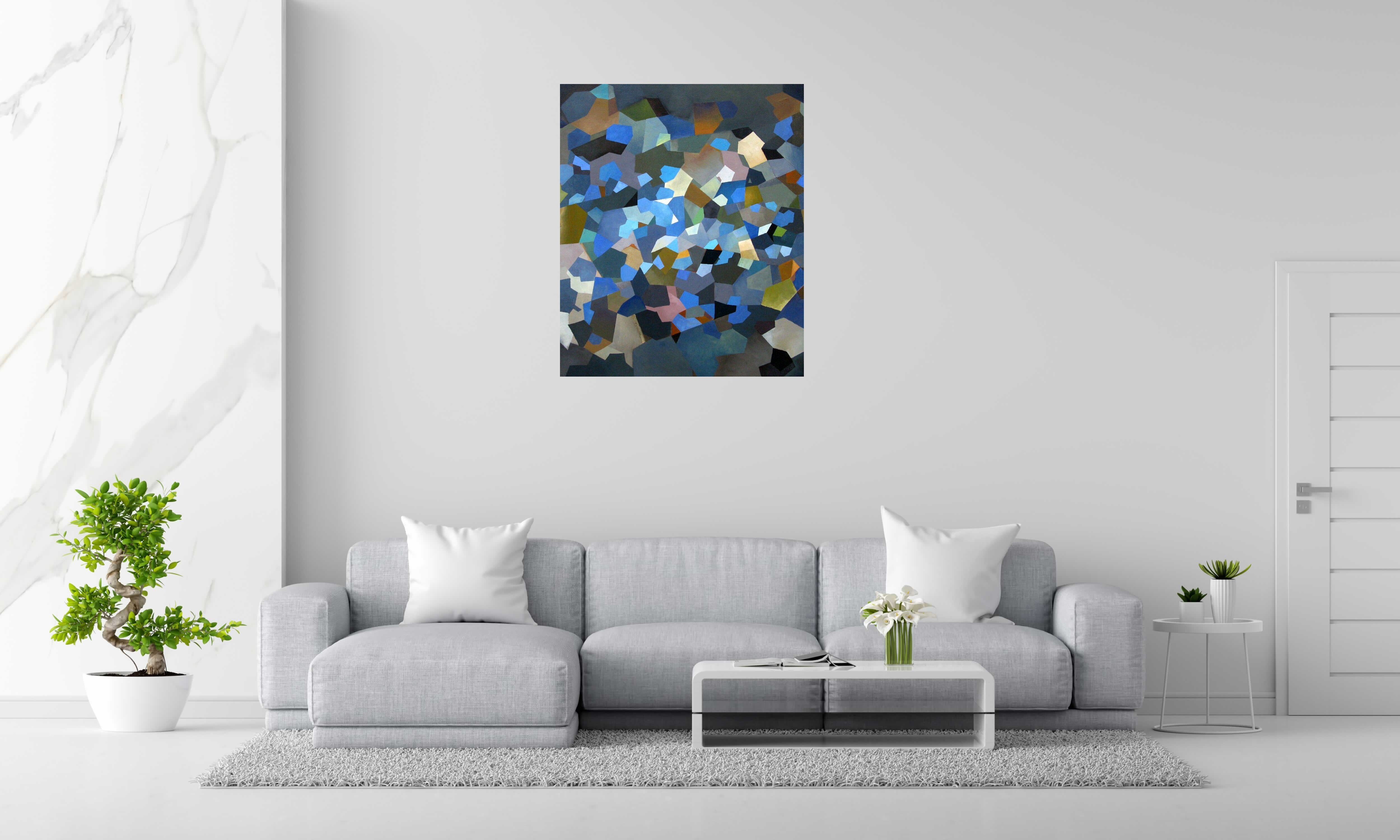 Peinture LE LAC de N MAFFRE dans un intérieur – 120 × 100 cm