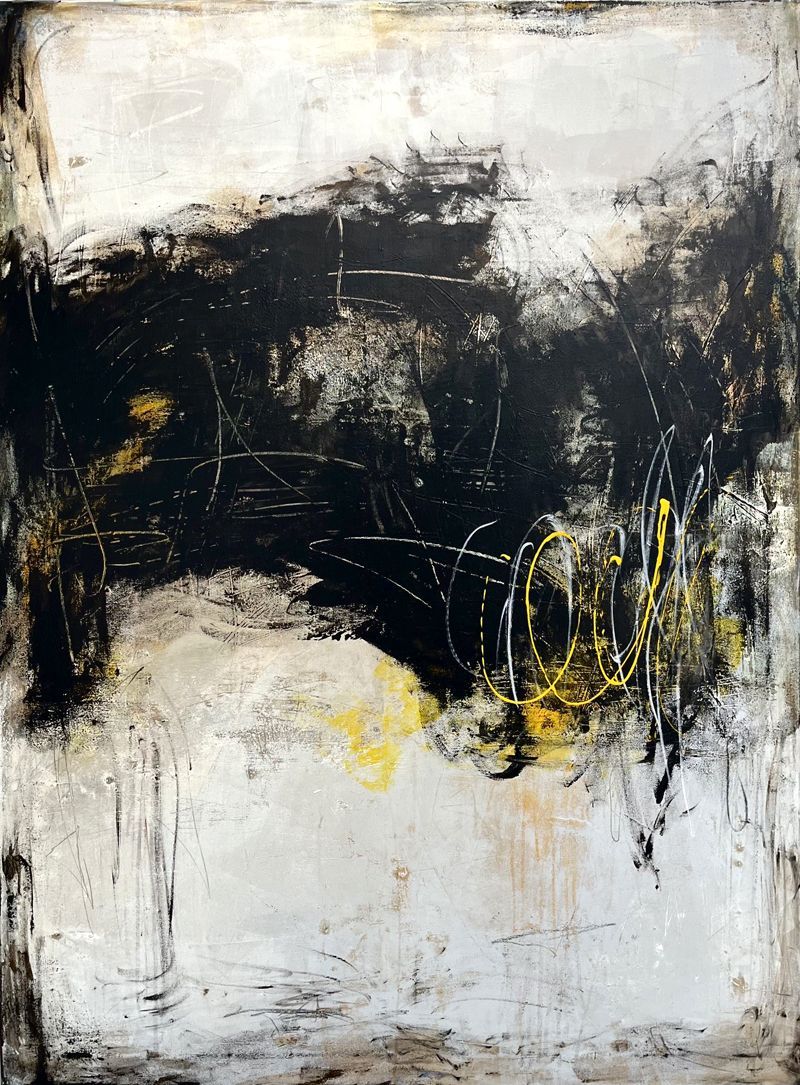 Peinture abstraite très grand format Sans-titre Jaune – TANIA CARRARA – 97 × 130 cm