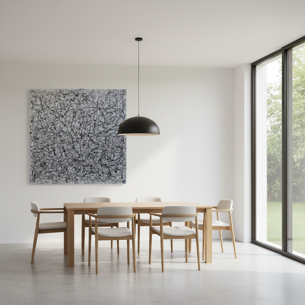 Peinture World 1 de NASH pour salle à manger moderne – 120 × 120 cm