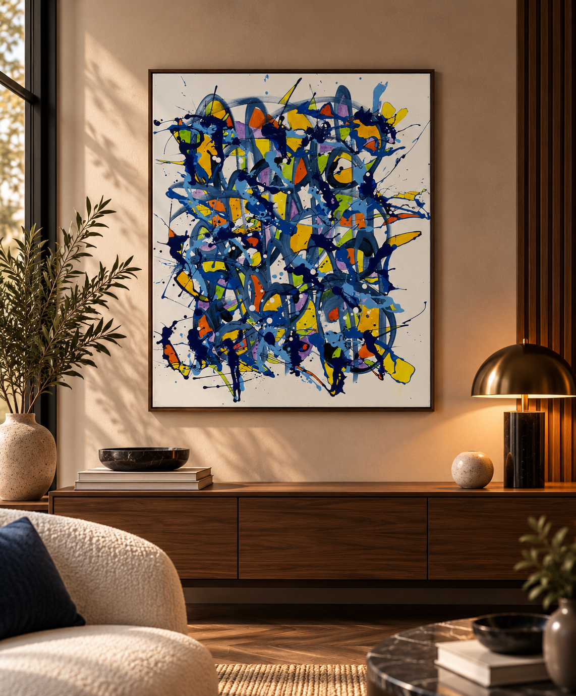 Peinture noname D125 de STEPHANE RIME dans un intérieur – 54 × 65 cm