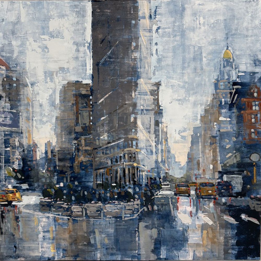 Peinture figurative format xxl Flat Iron – ADRIEN FAVEAU – 80 × 80 cm