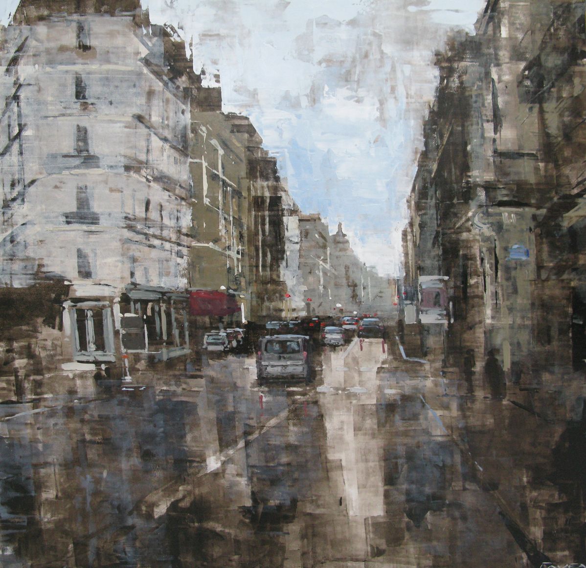 Peinture figurative format xxl Matinée Parisienne – ADRIEN FAVEAU – 100 × 100 cm