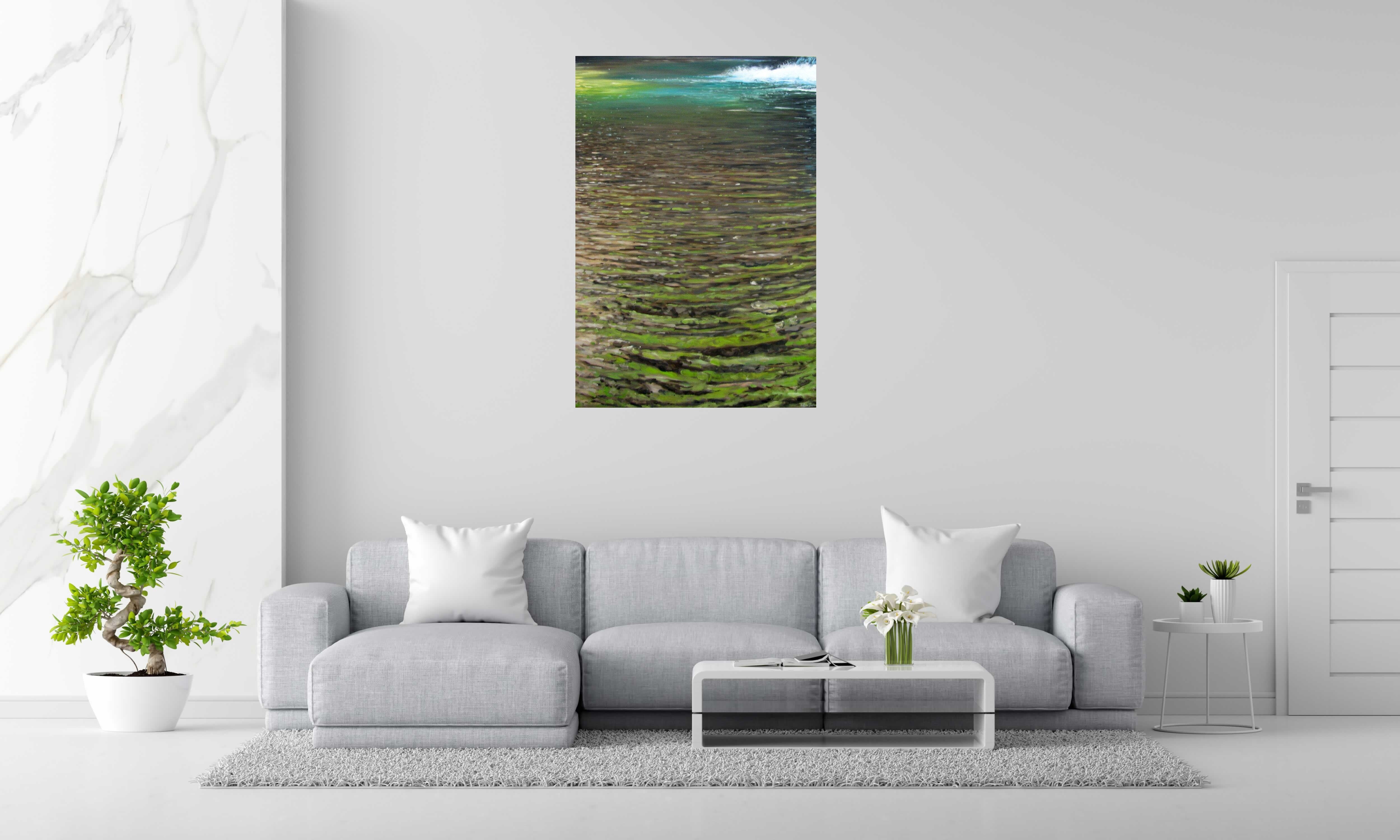 Peinture CASCADE DU HERISSON de ELISE BARAT dans un intérieur – 130 × 89 cm