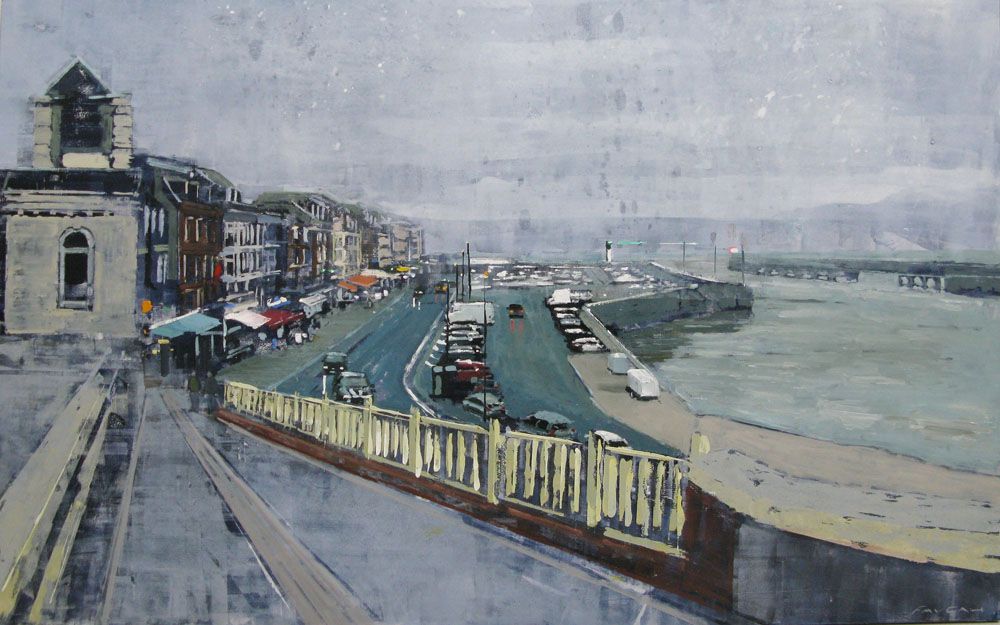 Peinture figurative format xxl gris LE TREPORT – ADRIEN FAVEAU – 81 × 130 cm