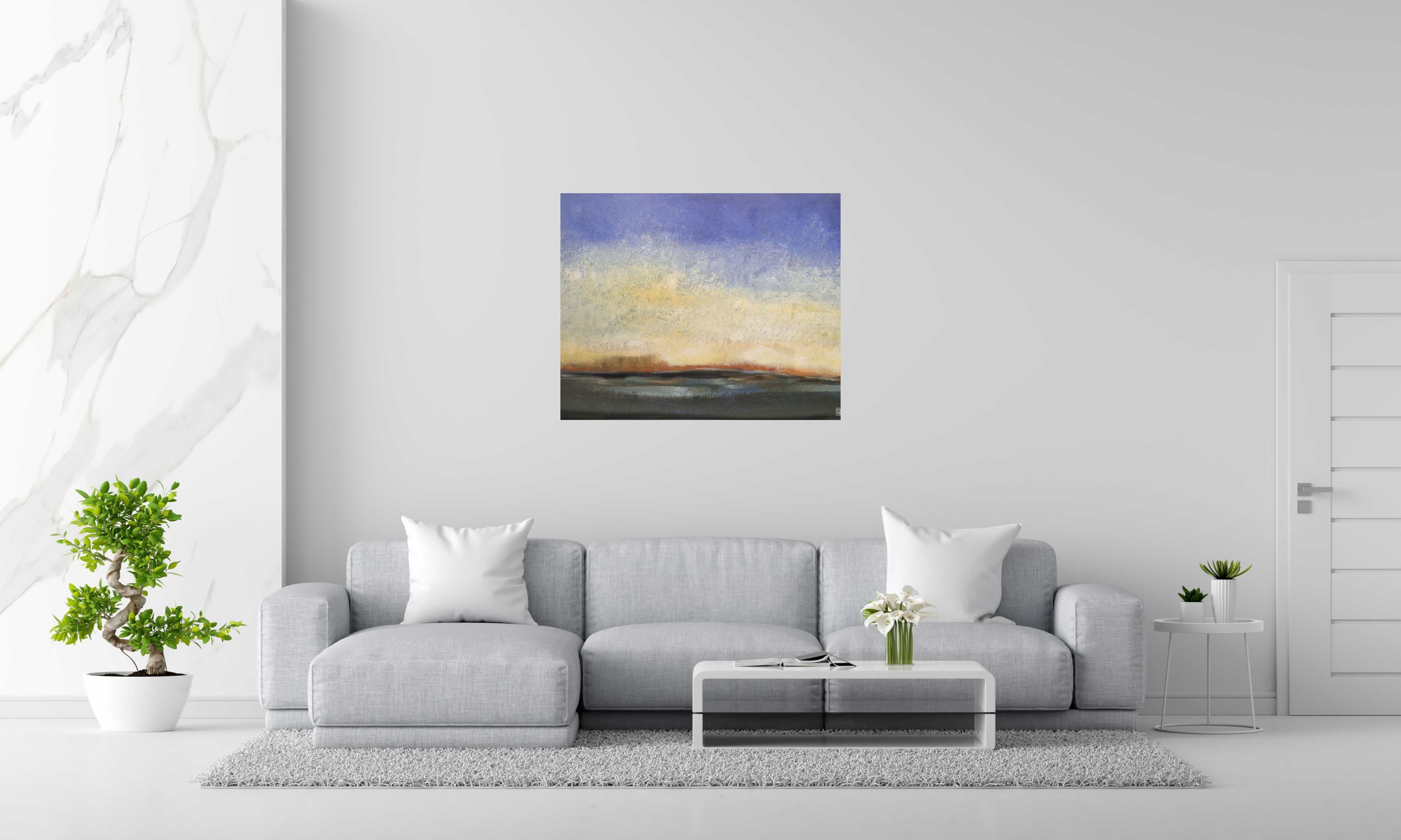 Peinture La plaine 2 de N MAFFRE dans un intérieur – 100 × 81 cm