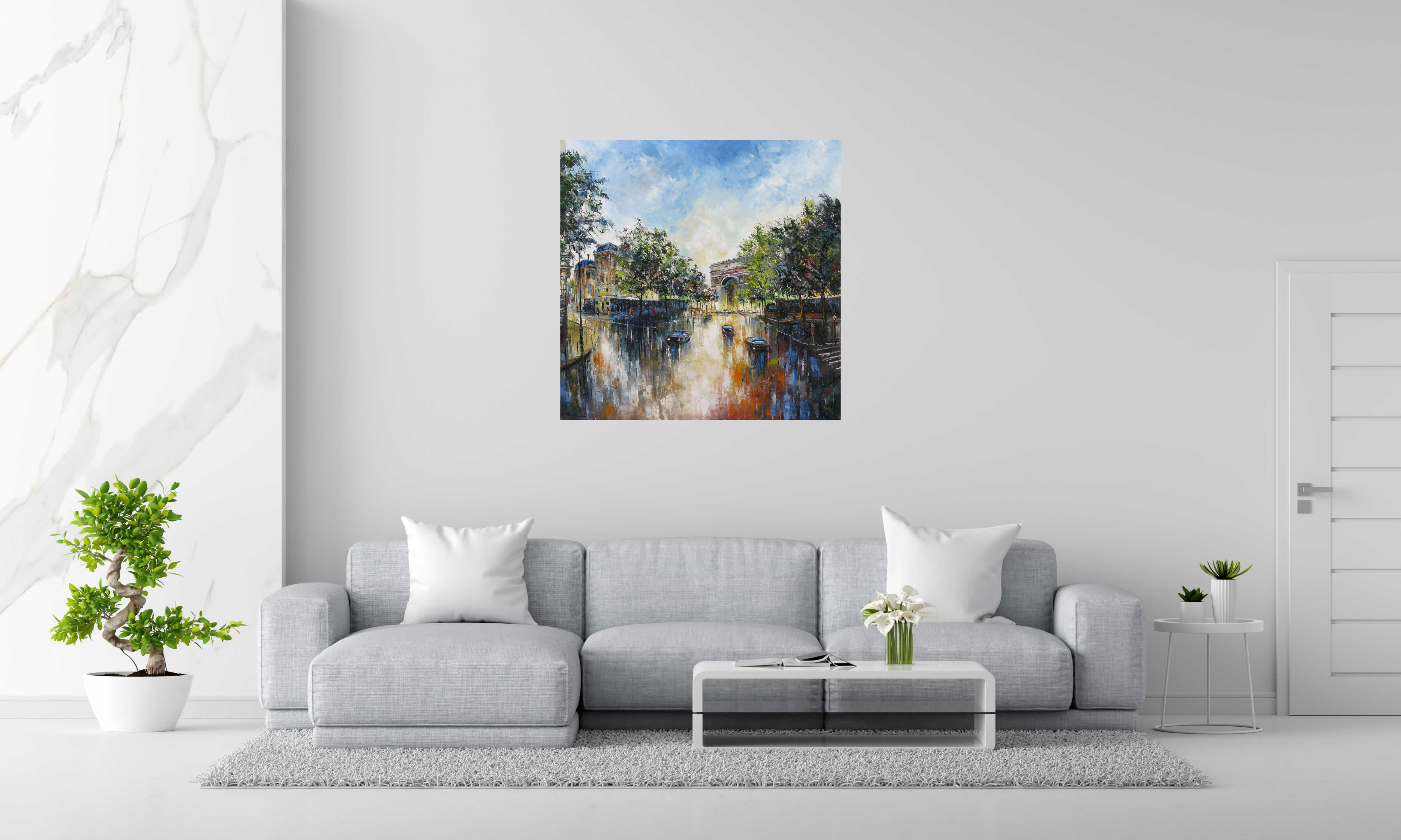 Peinture L'Etoile, Paris de PHIL dans un intérieur – 100 × 100 cm