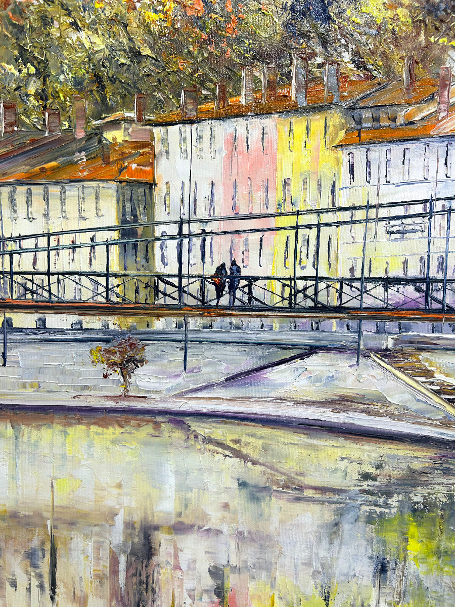 Peinture Quai St Vincent, Lyon de PHIL dans un intérieur – 100 × 120 cm