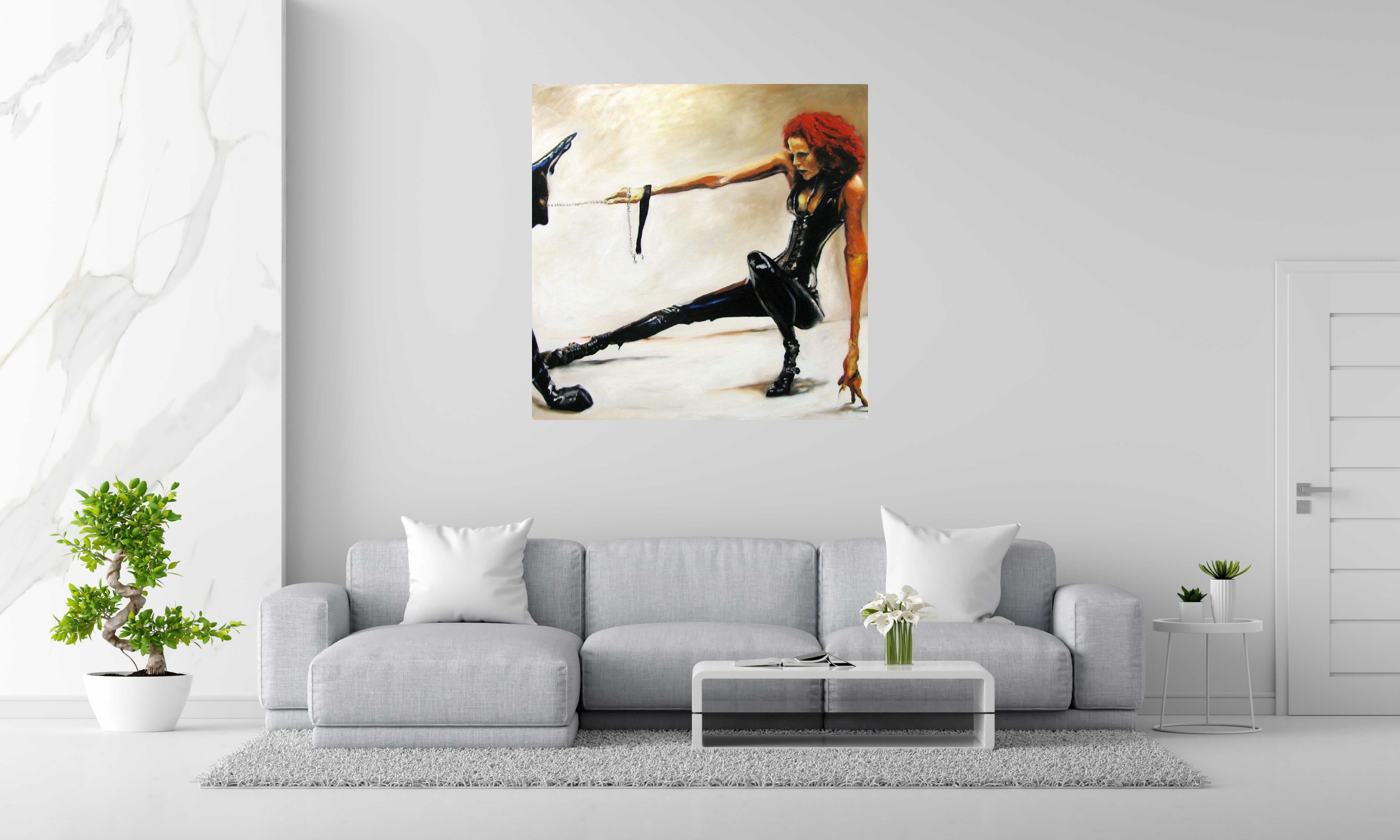 Peinture RODEO 5 de PHILFRI dans un intérieur – 120 × 120 cm
