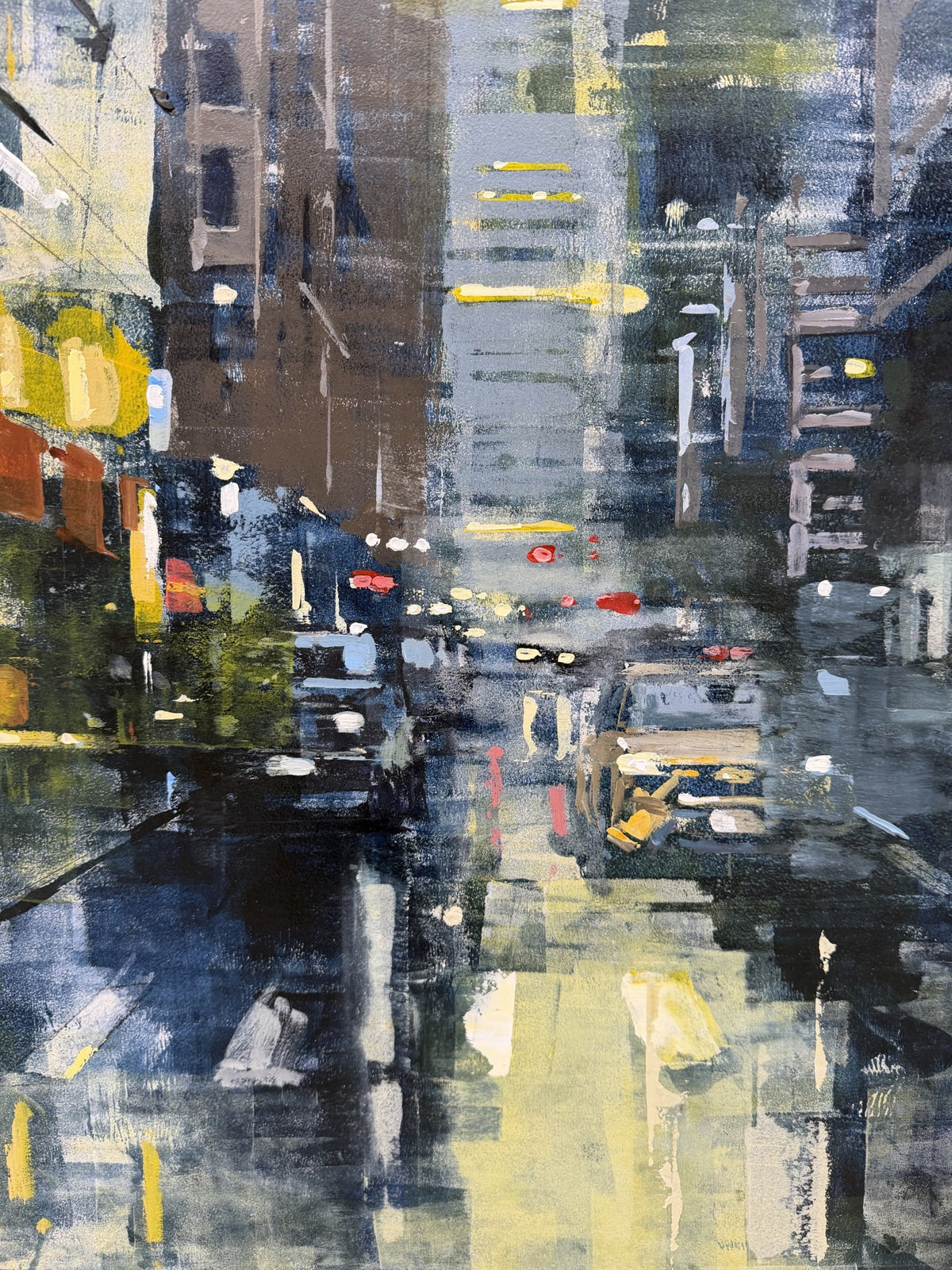 Peinture Park Avenue 2026 de ADRIEN FAVEAU dans un intérieur – 100 × 100 cm