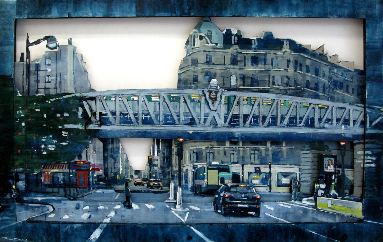 Peinture figurative grand format PLACE HENRI QUEILLE – ADRIEN FAVEAU – 130 × 81 cm