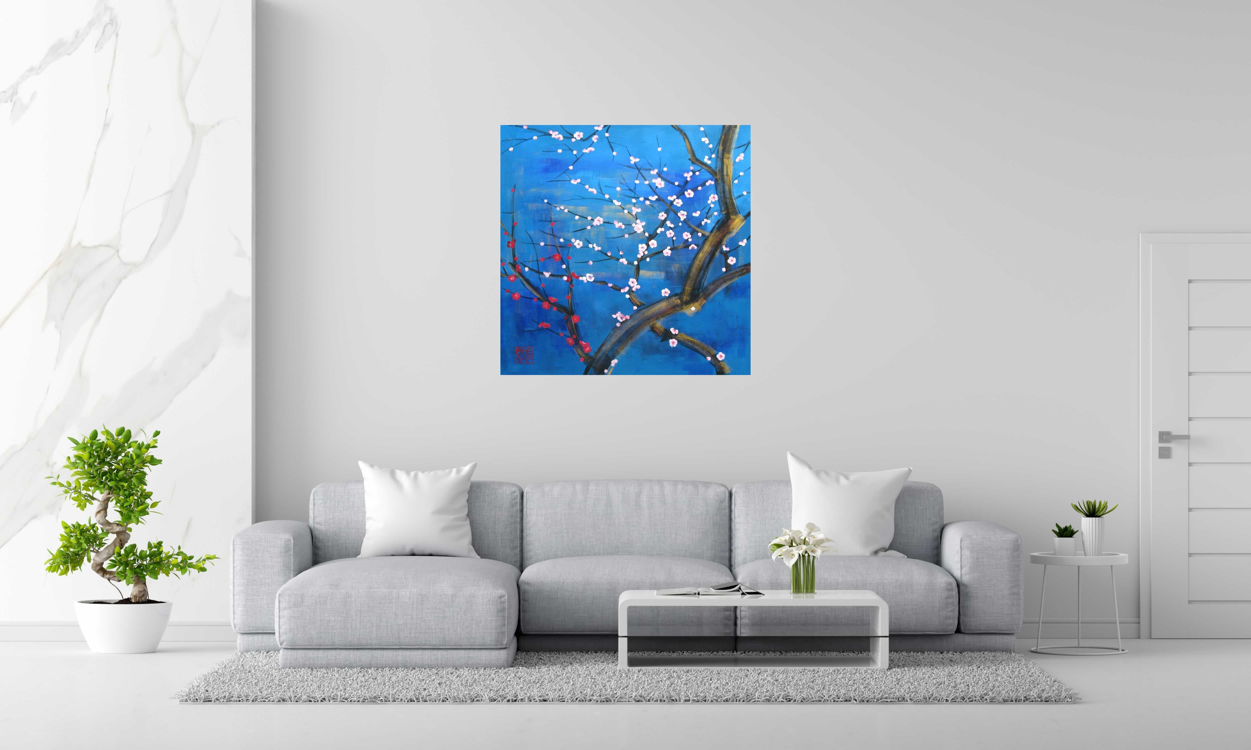 Peinture DELICATESSE de JEONG MIN LEE dans un intérieur – 100 × 100 cm