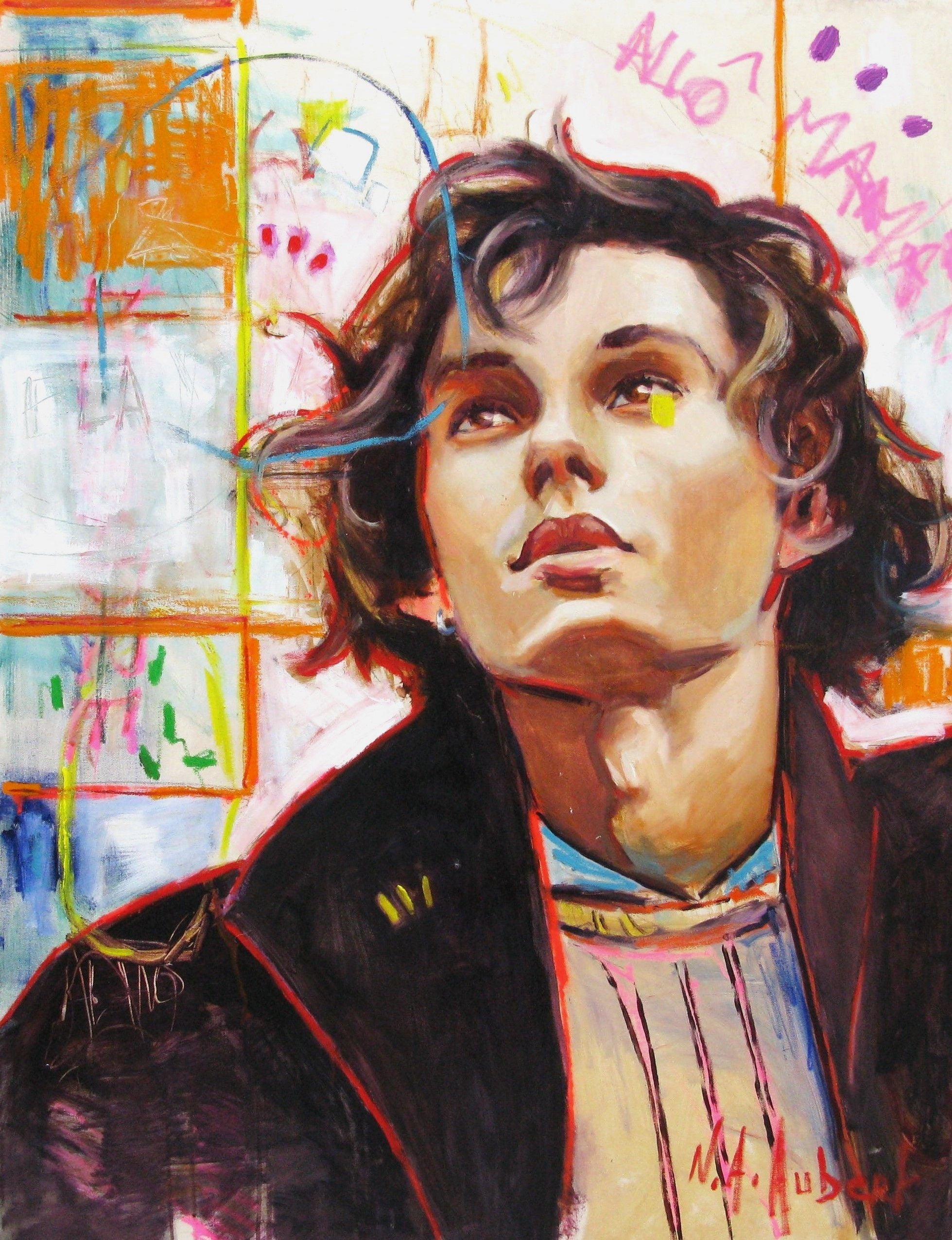 Peinture figurative grand format Placebo – NAWEL AUBERT – 89 × 116 cm