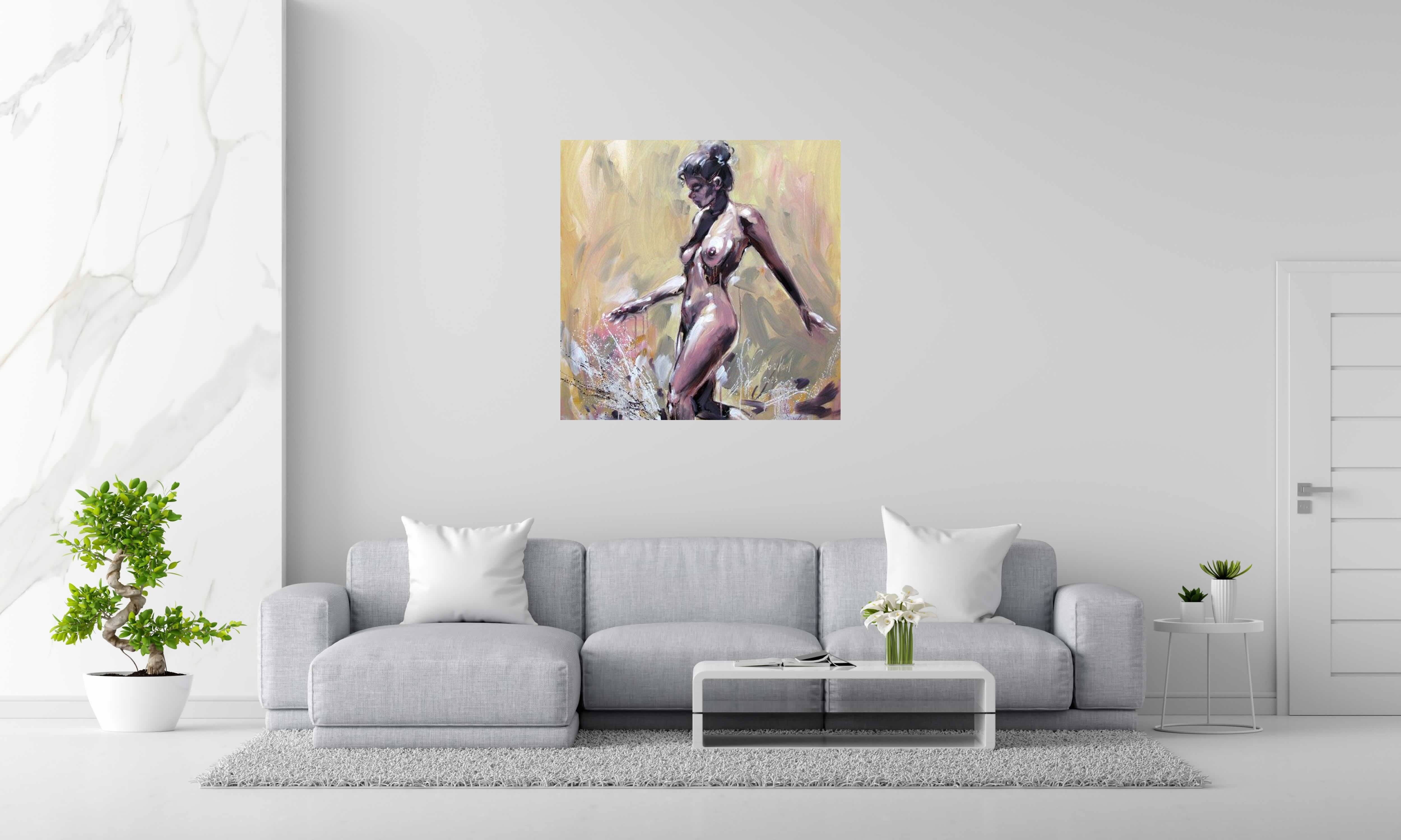 Peinture ANNA de OLENA SINIUHINA dans un intérieur – 100 × 100 cm