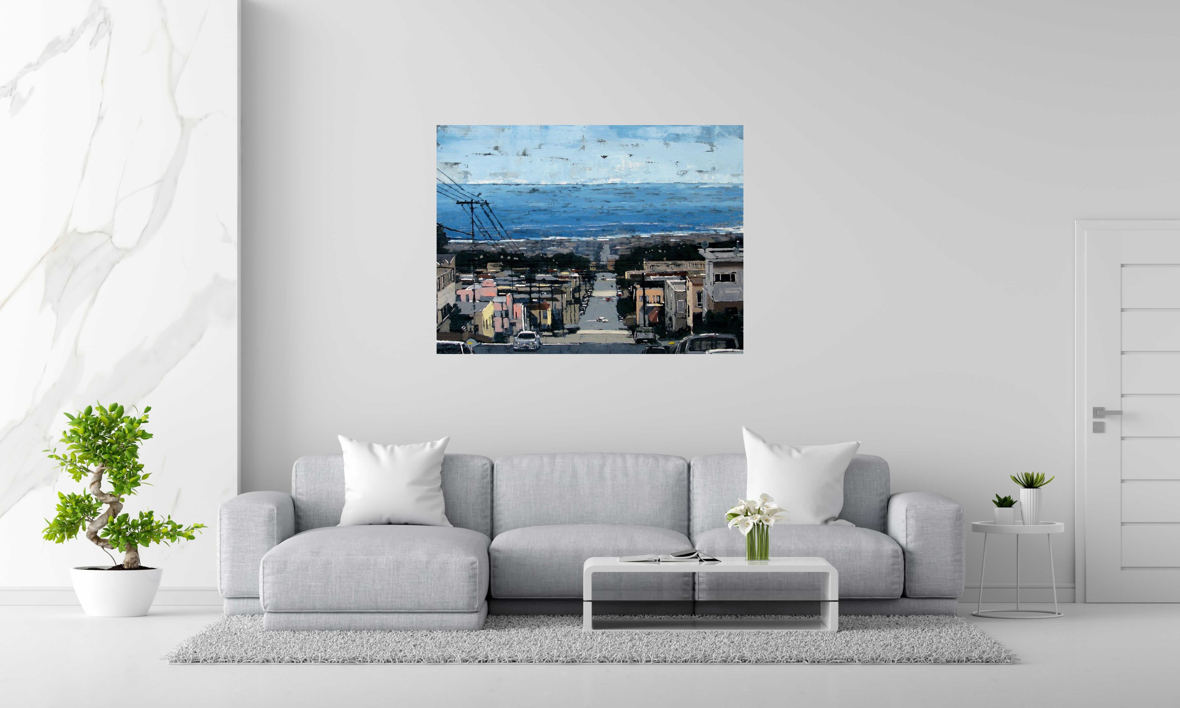 Peinture Pacific Ocean, San Francisco de ADRIEN FAVEAU dans un intérieur – 130 × 97 cm