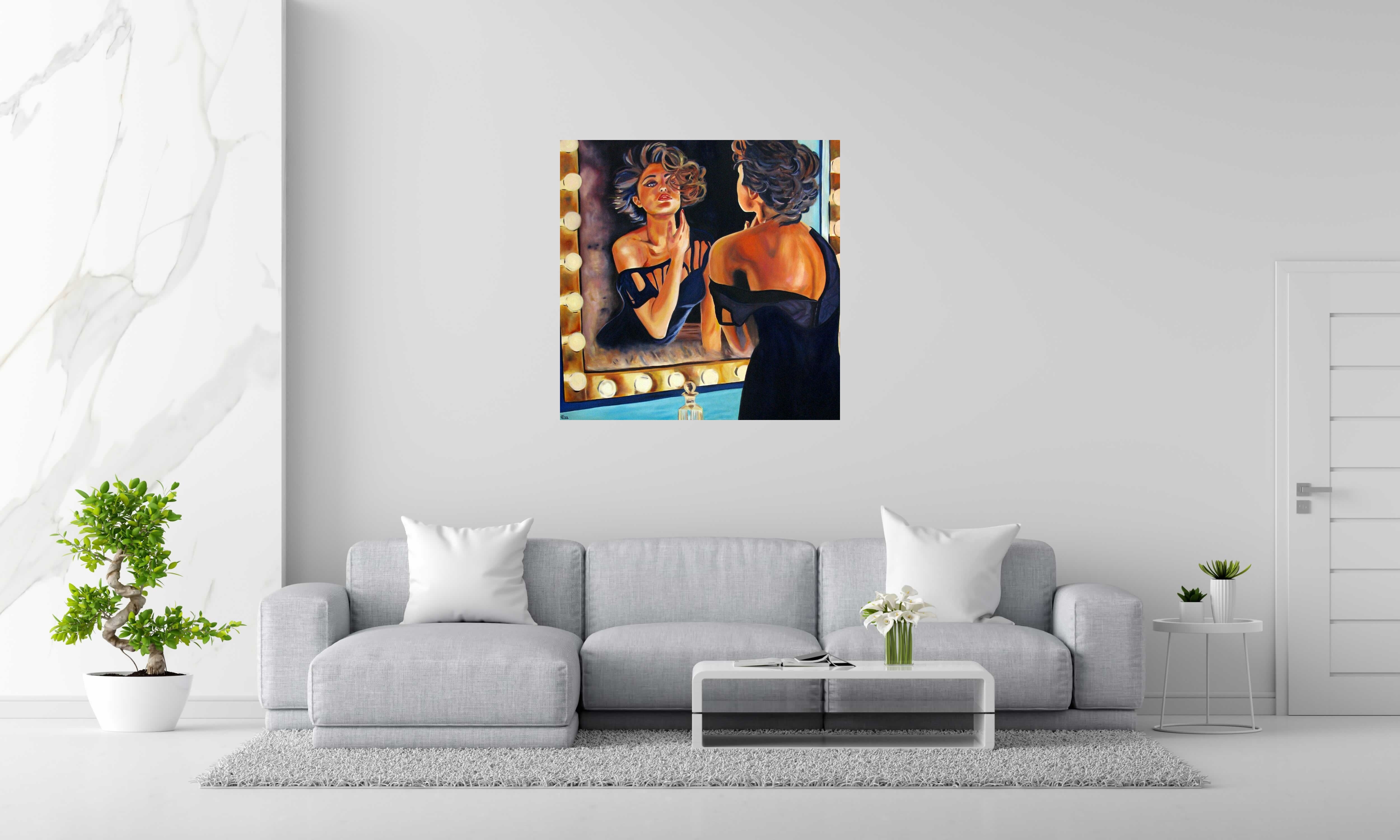 Peinture Début de soirée de EMILIE CREPIN dans un intérieur – 100 × 100 cm