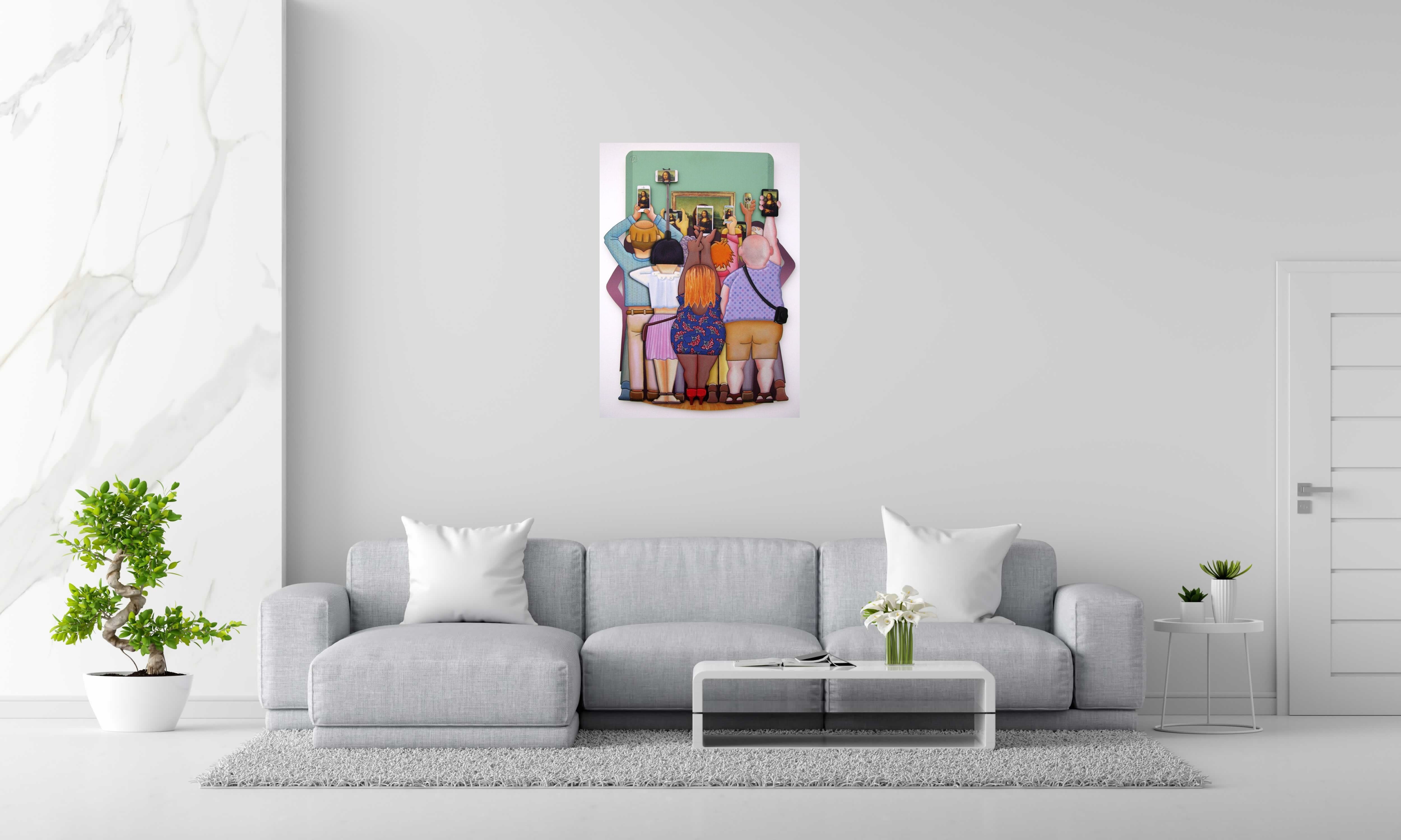 Peinture Pitre Vs De Vinci de L'ARTISTE PITRE dans un intérieur – 72 × 99 cm