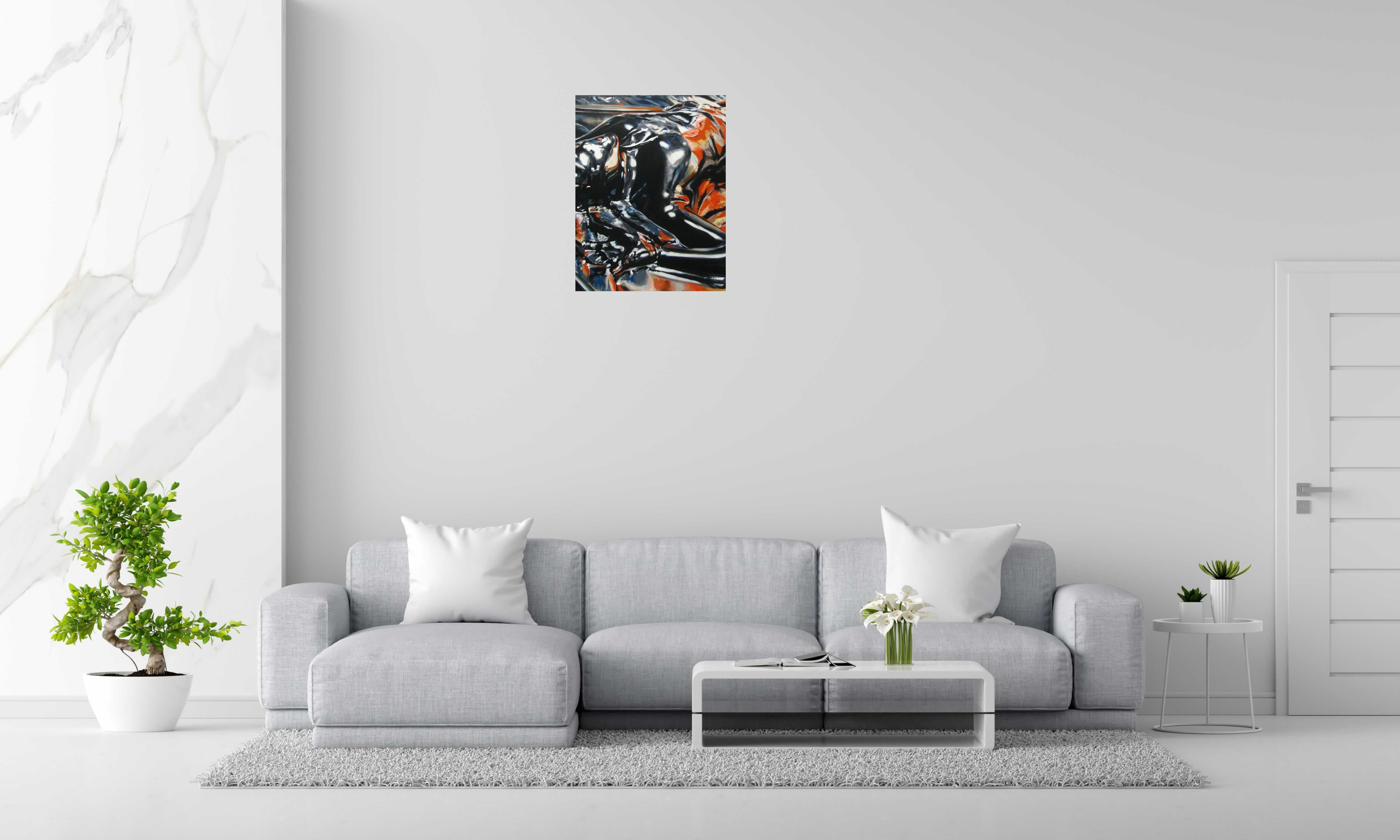 Peinture IN UTERO 1 de PHILFRI dans un intérieur – 116 × 89 cm