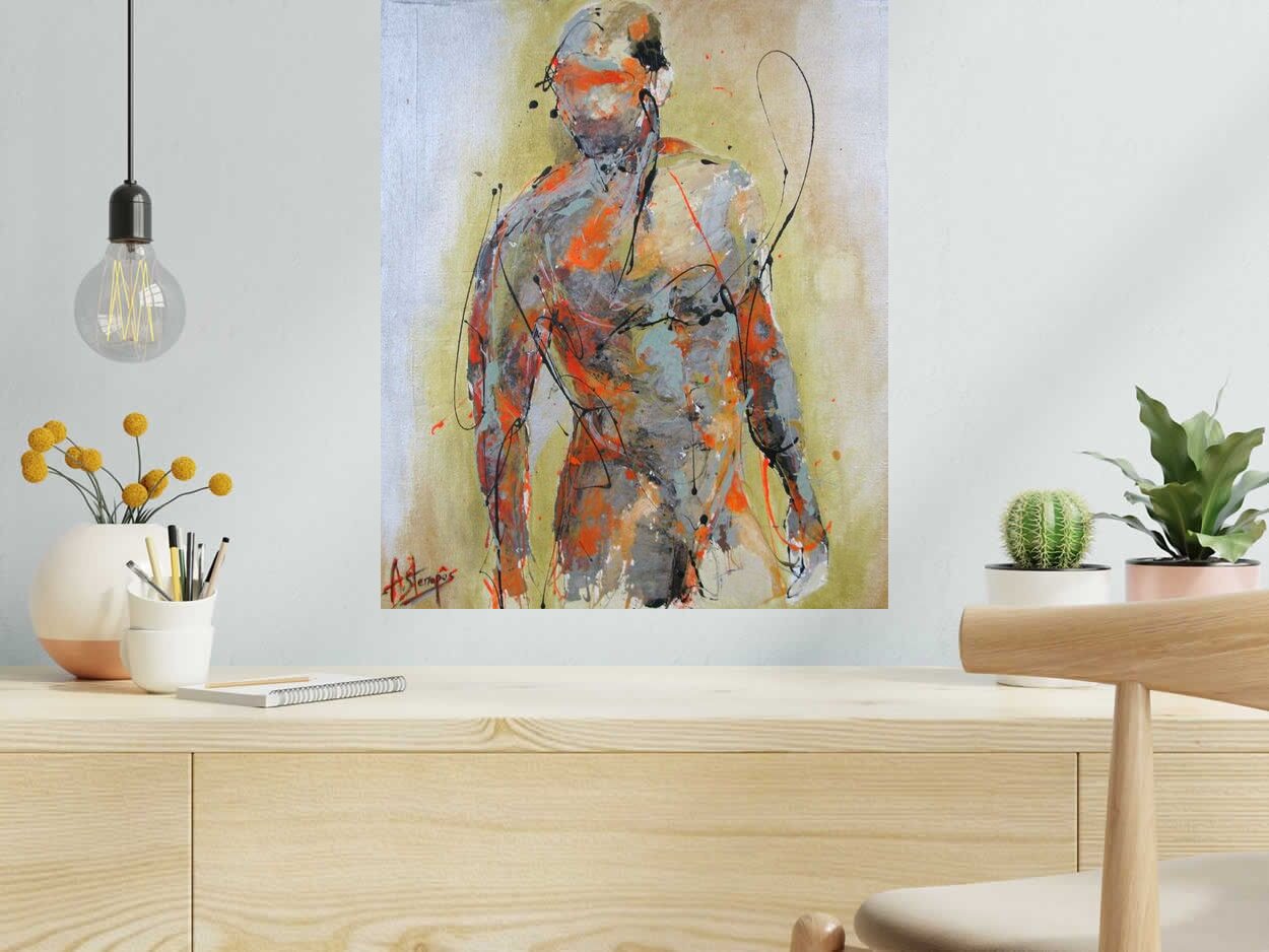 Peinture POWERFULL de AMANDYNE S. dans un intérieur – 60 × 50 cm