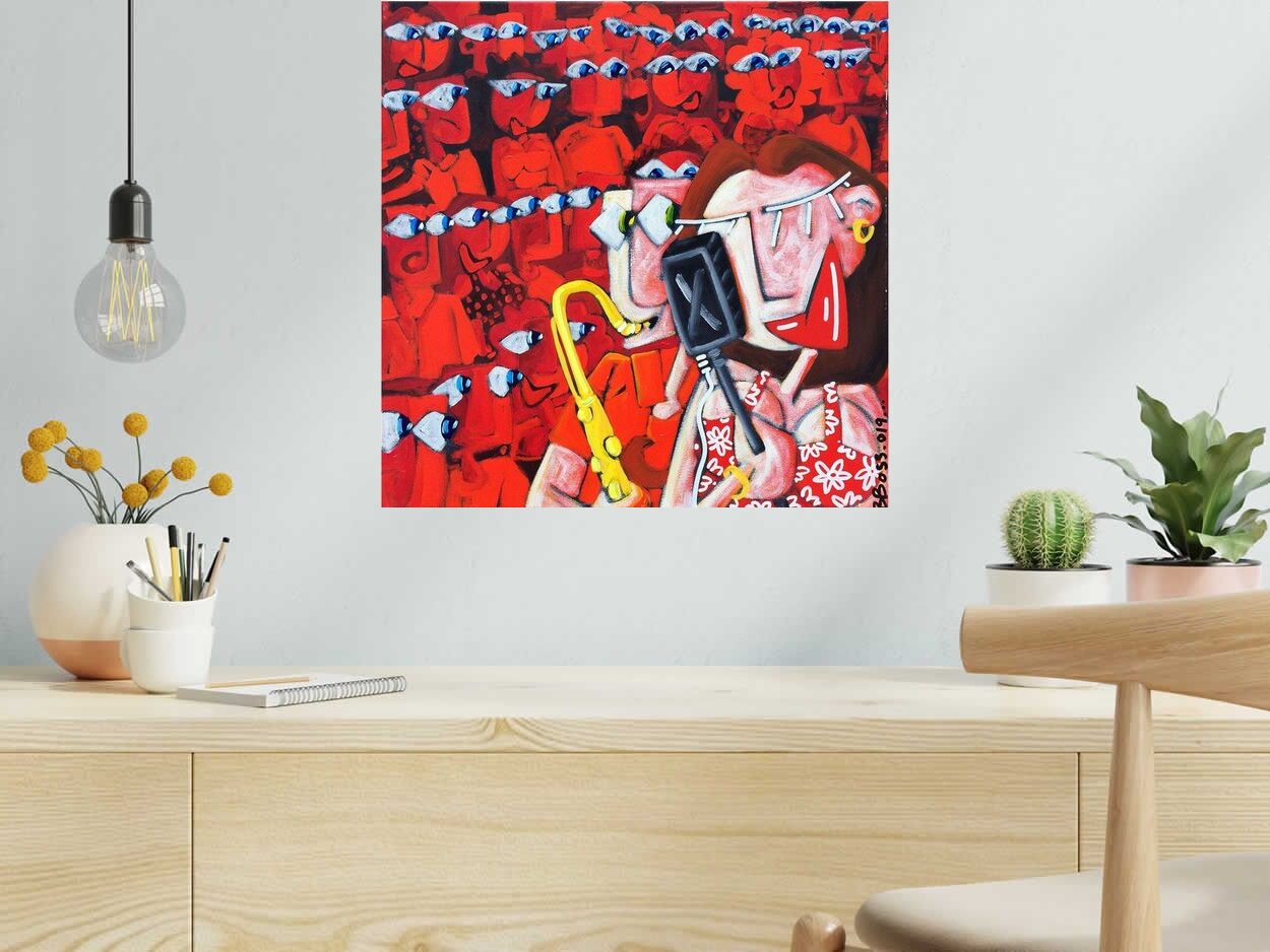 Peinture DIVA de B BOSS dans un intérieur – 50 × 50 cm