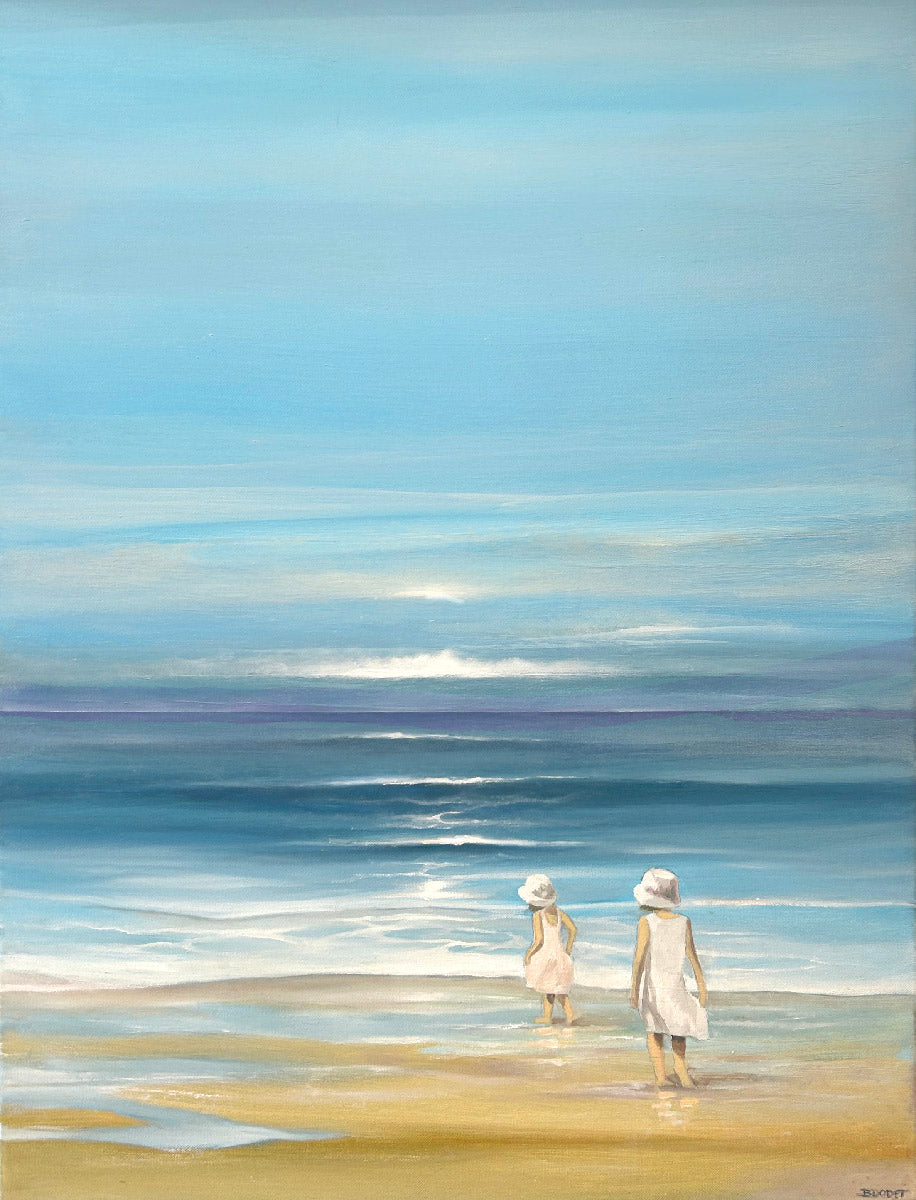 Peinture figurative moyen format bleu Ocean 02 – BDODET – 81 × 60 cm