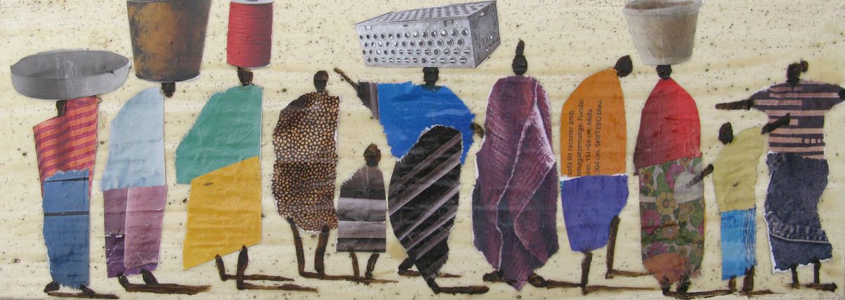 Peinture figurative petit format beige Sénégal 2 - Barcelona 2026 – MARCOS ZRIHEN NOWOTNY – 30 × 10 cm