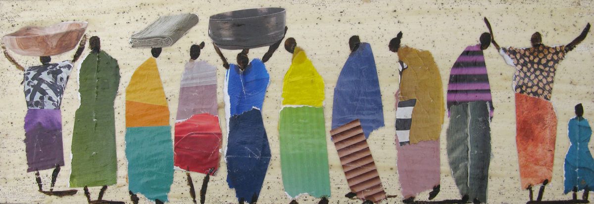 Peinture figurative petit format beige Sénégal 3 - Barcelona 2026 – MARCOS ZRIHEN NOWOTNY – 30 × 10 cm