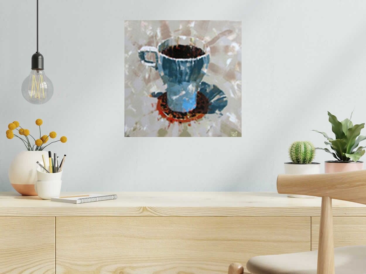 Peinture COFFEE TIME de HEATON RUDYARD dans un intérieur – 40 × 40 cm
