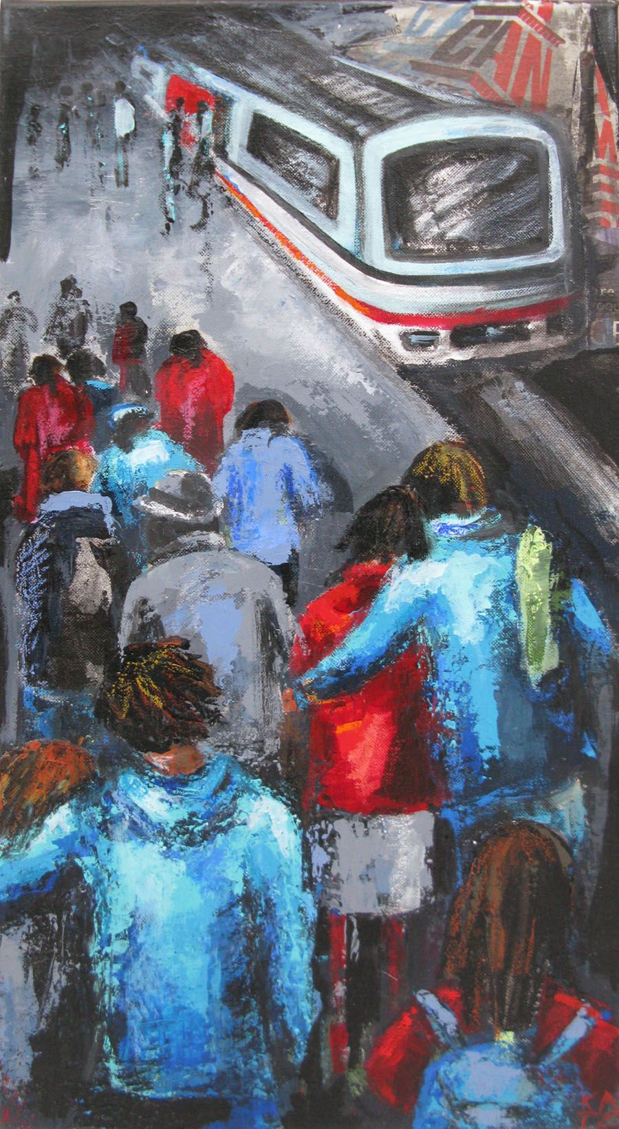 Peinture figurative petit format METRO PARISIEN – KATE BAILEY – 60 × 30 cm