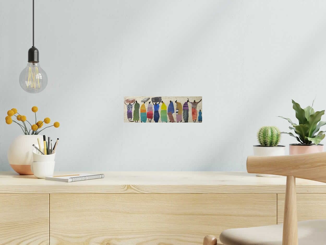 Peinture Sénégal 3 - Barcelona 2026 de MARCOS ZRIHEN NOWOTNY dans un intérieur – 30 × 10 cm