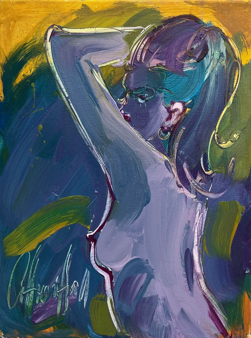 Peinture figurative petit format L'instant 67 – OLENA SINIUHINA – 40 × 30 cm