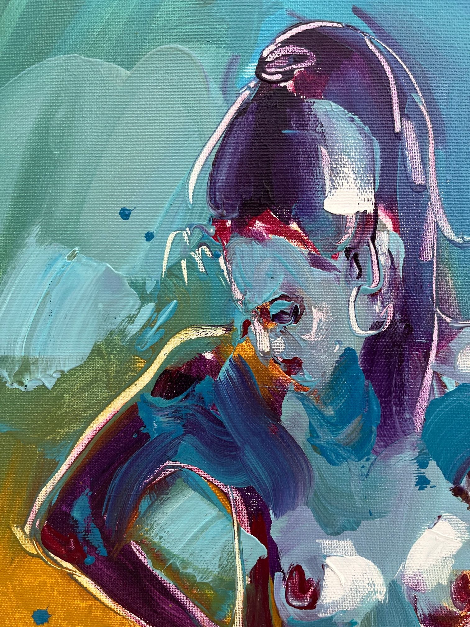 Peinture Mimi 3 de OLENA SINIUHINA dans un intérieur – 41 × 33 cm