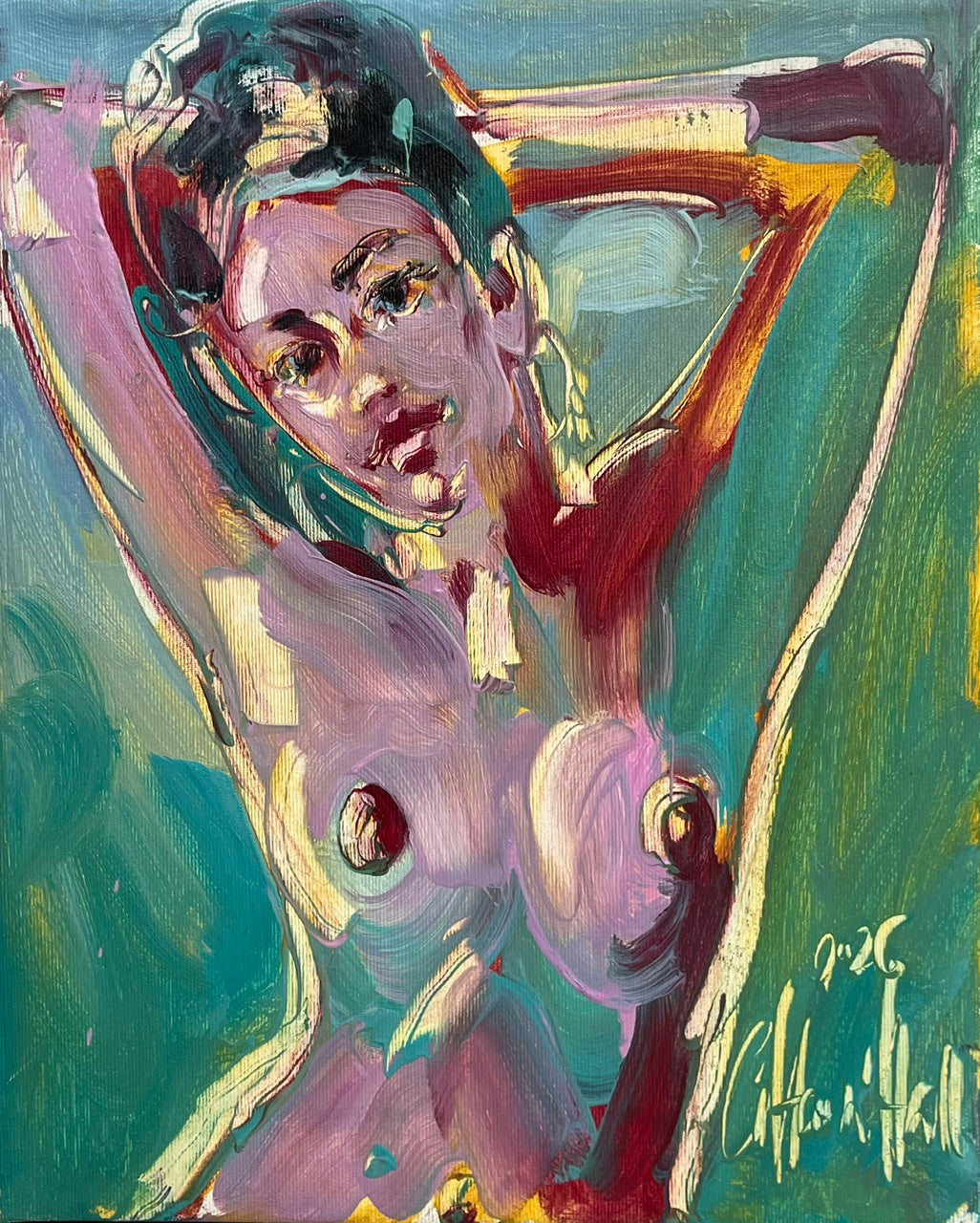 Peinture figurative petit format POLINE II – OLENA SINIUHINA – 41 × 33 cm