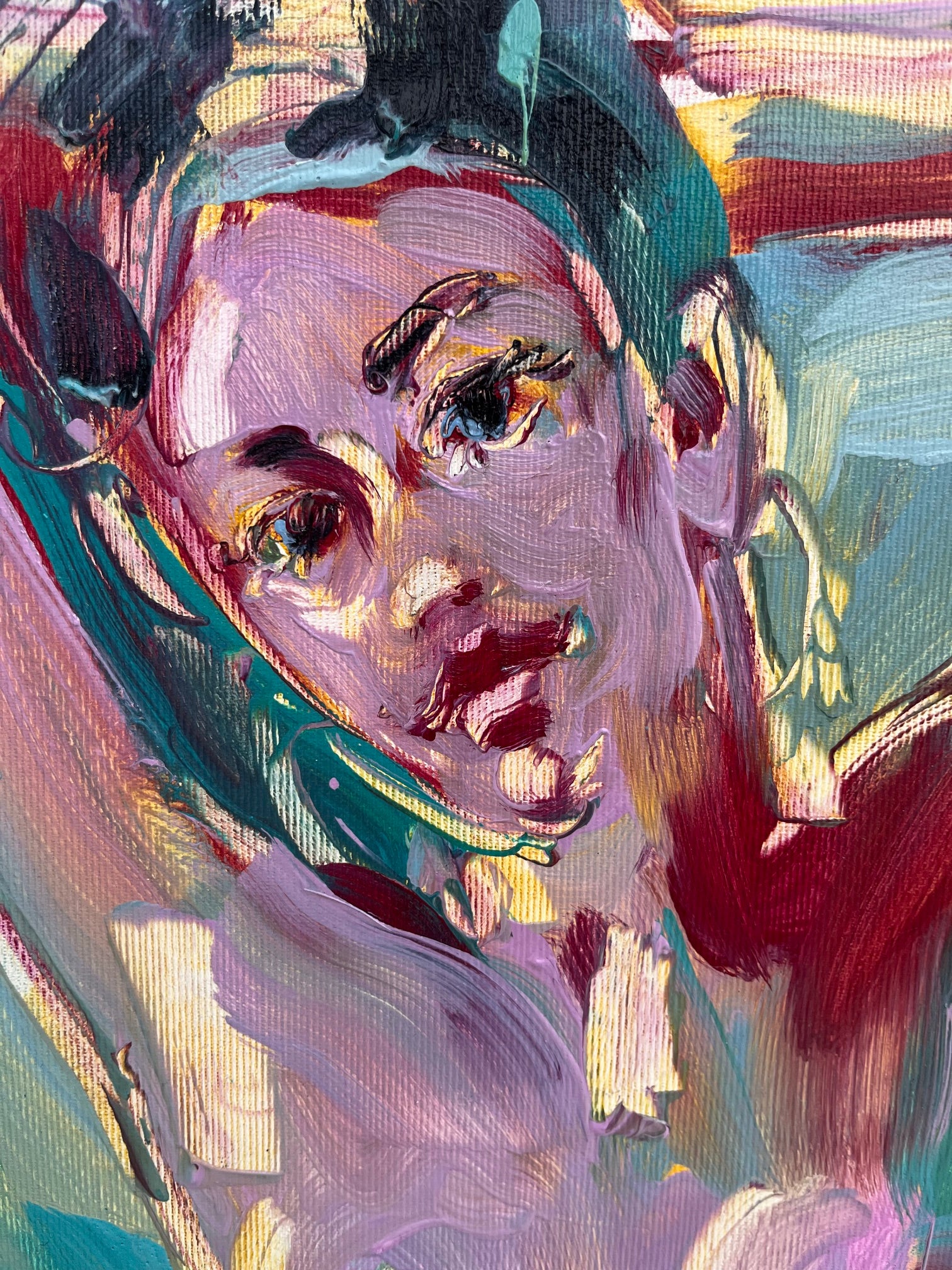 Peinture POLINE II de OLENA SINIUHINA dans un intérieur – 41 × 33 cm