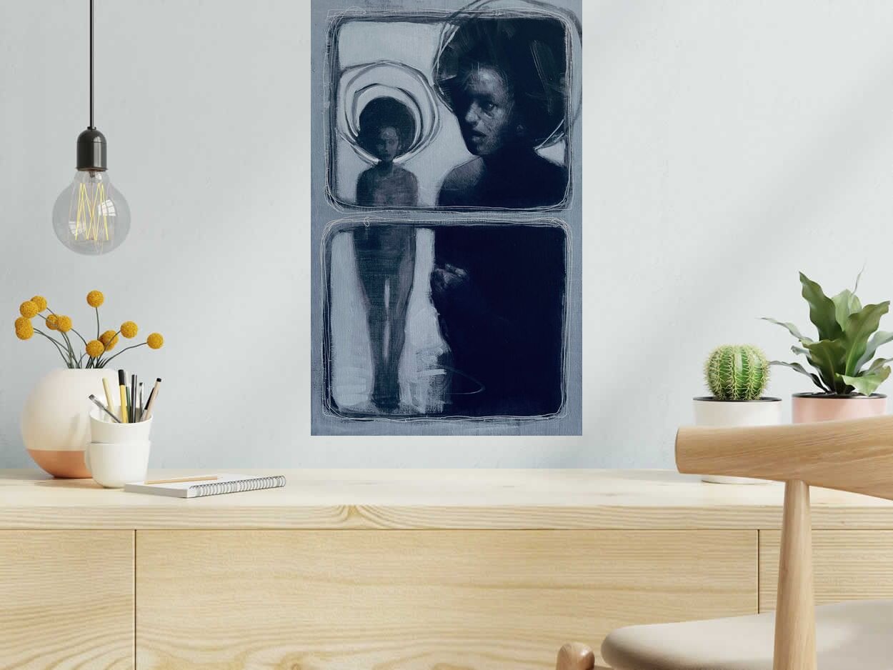Peinture The inmate and black virgin de OLIVIER MASSEBEUF dans un intérieur – 38 × 61 cm