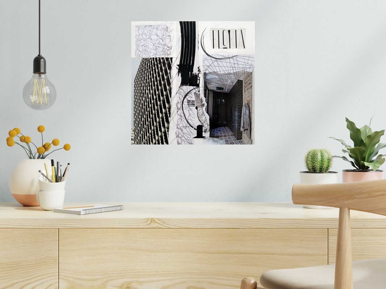 Peinture FLORIA N&B de VEROE dans un intérieur – 40 × 40 cm