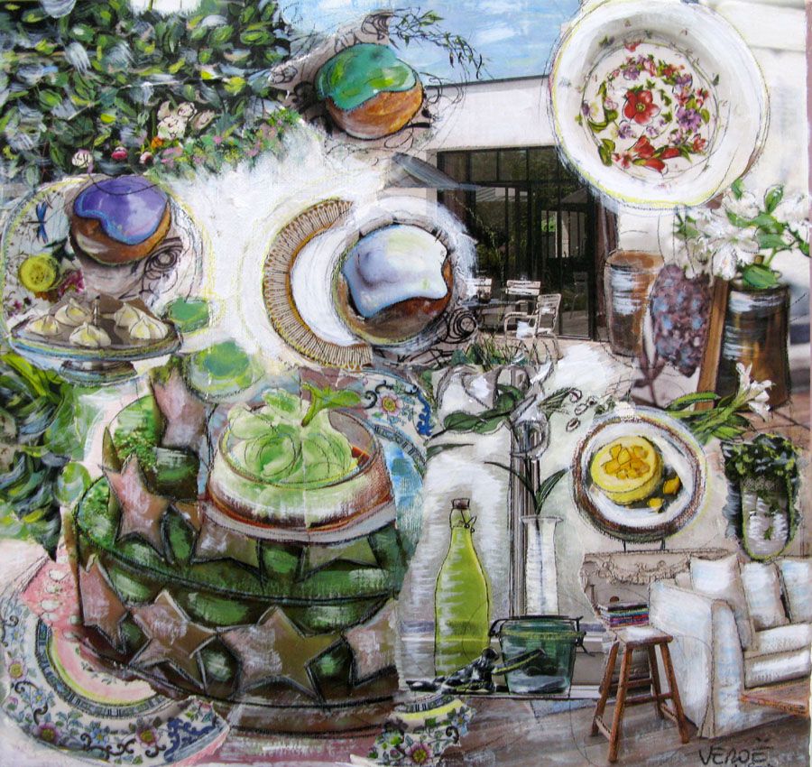 Peinture figurative petit format FRAICHEUR – VEROE – 40 × 40 cm