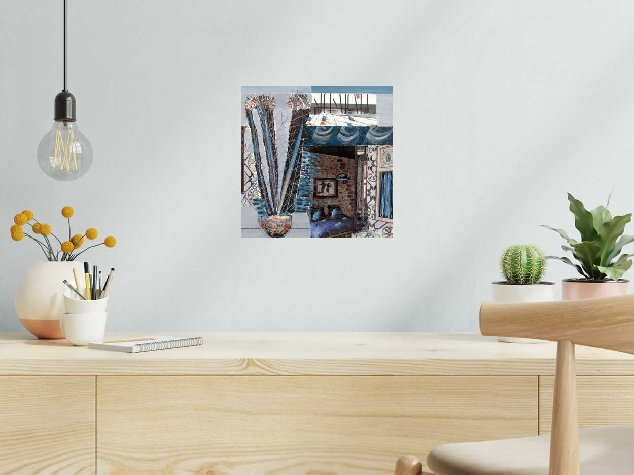Peinture INTIMISTE BLEU de VEROE dans un intérieur – 30 × 30 cm