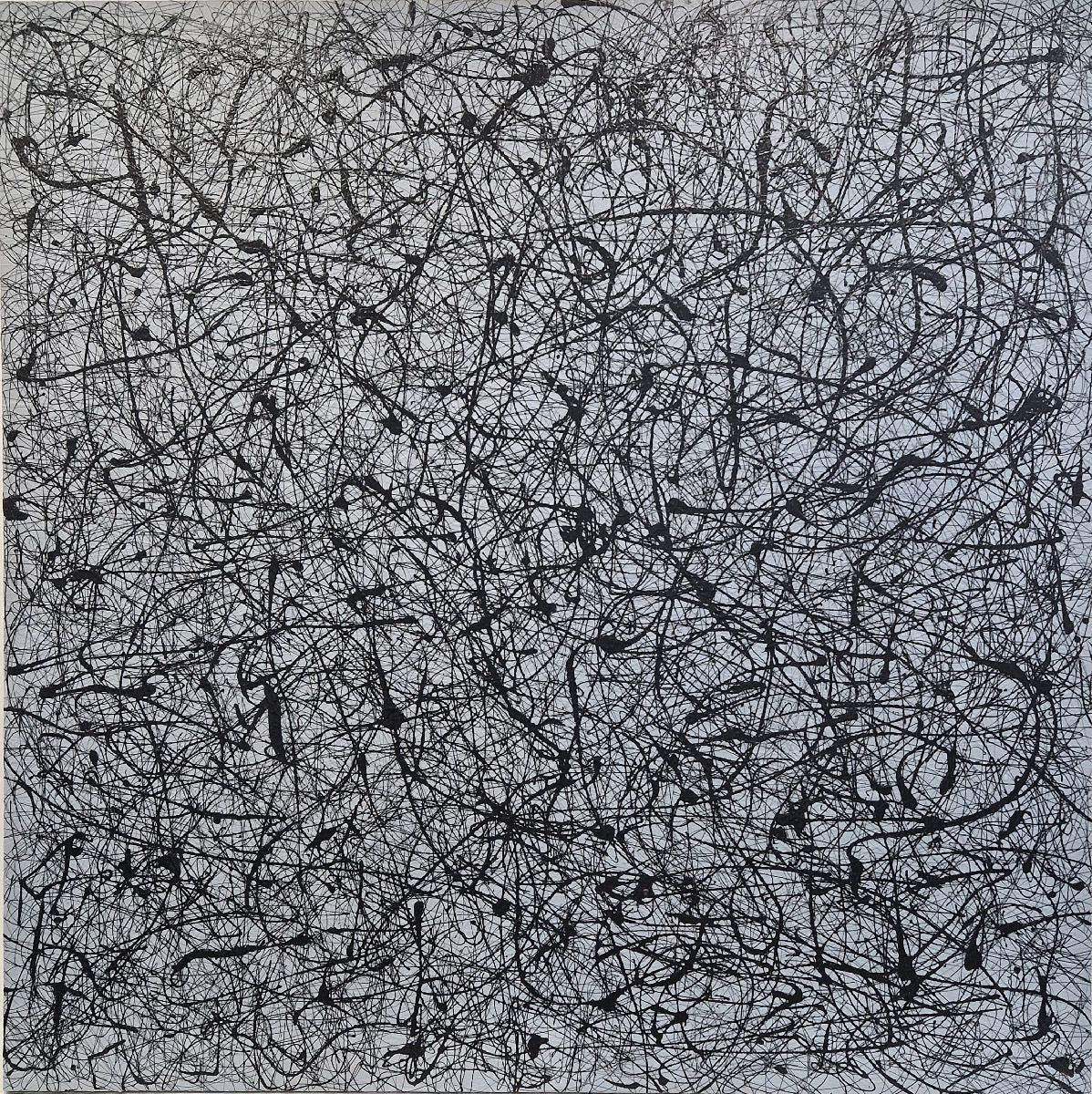 Peinture grande taille gris World 1 – NASH – 120 × 120 cm